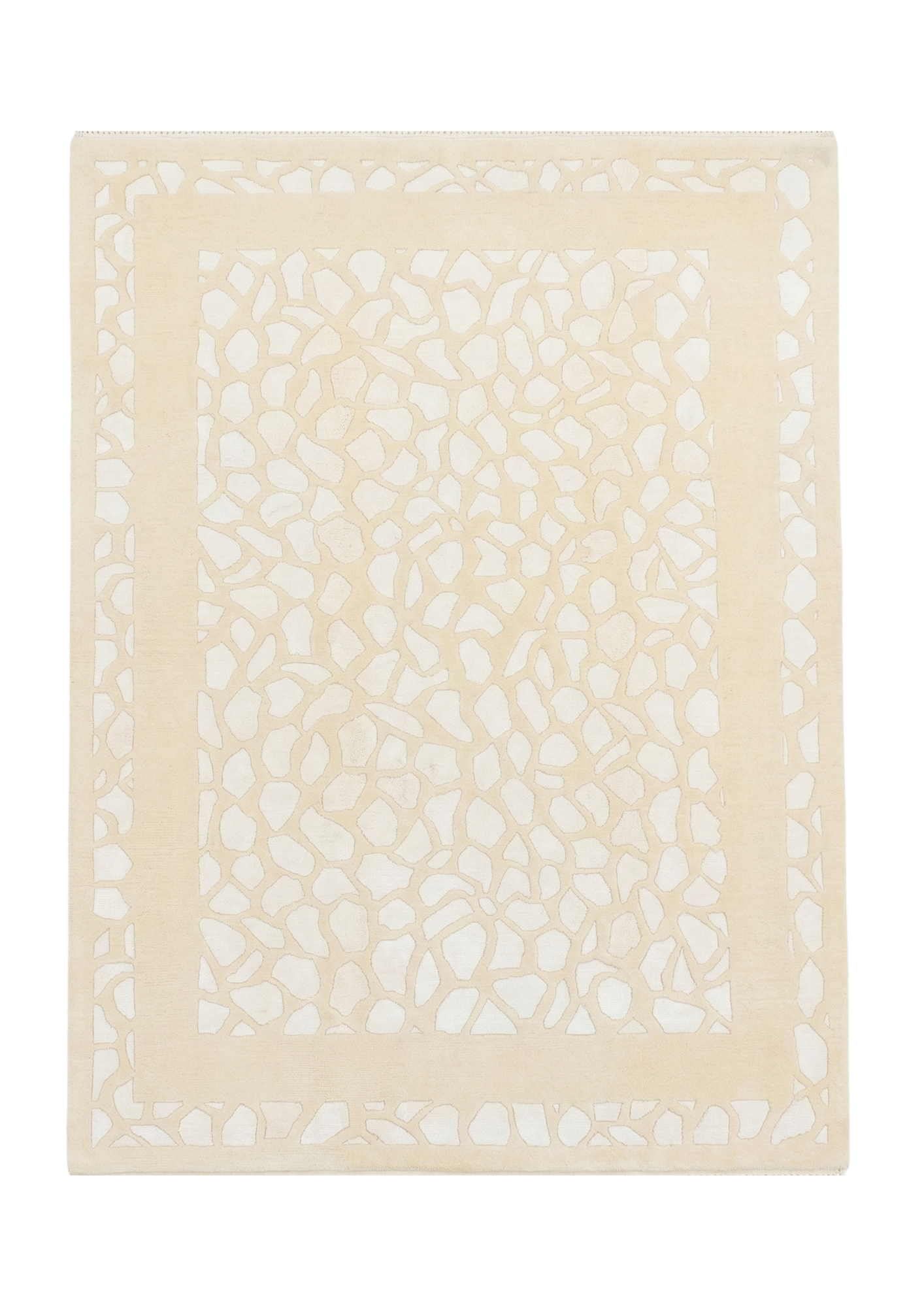 Contemporary Ivory Lattice Silk & Wool Rug, India modern rug, in ivory / cream, Wool & Pure Silk, 183 × 274 cm (6'0" × 9'0"), Nasim Carpets Malaysia — view 1