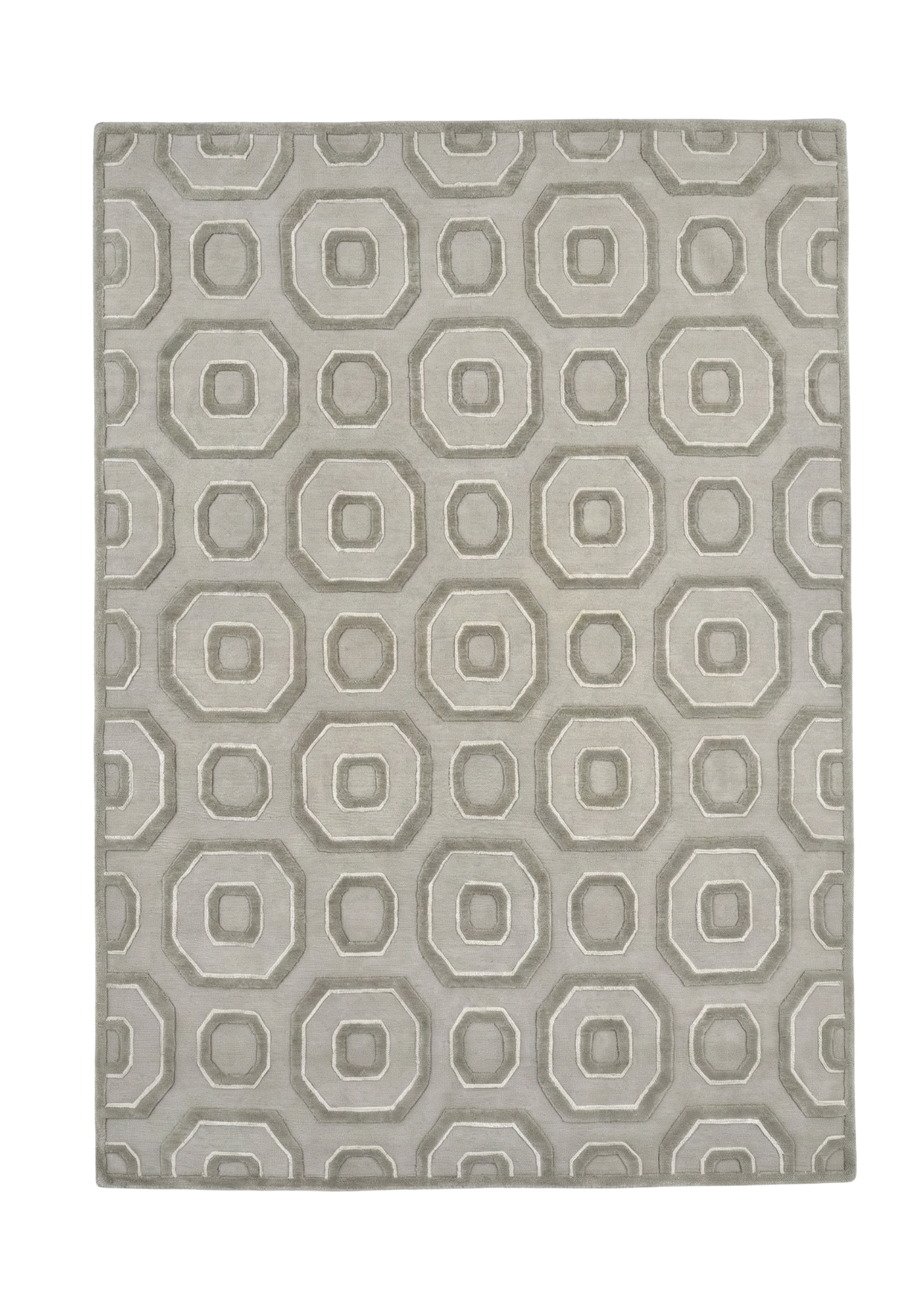 Octagon Lattice Wool Rug , Iran modern rug, in grey / silver, Wool, 183 × 274 cm (6'0" × 9'0"), Nasim Carpets Malaysia — view 1