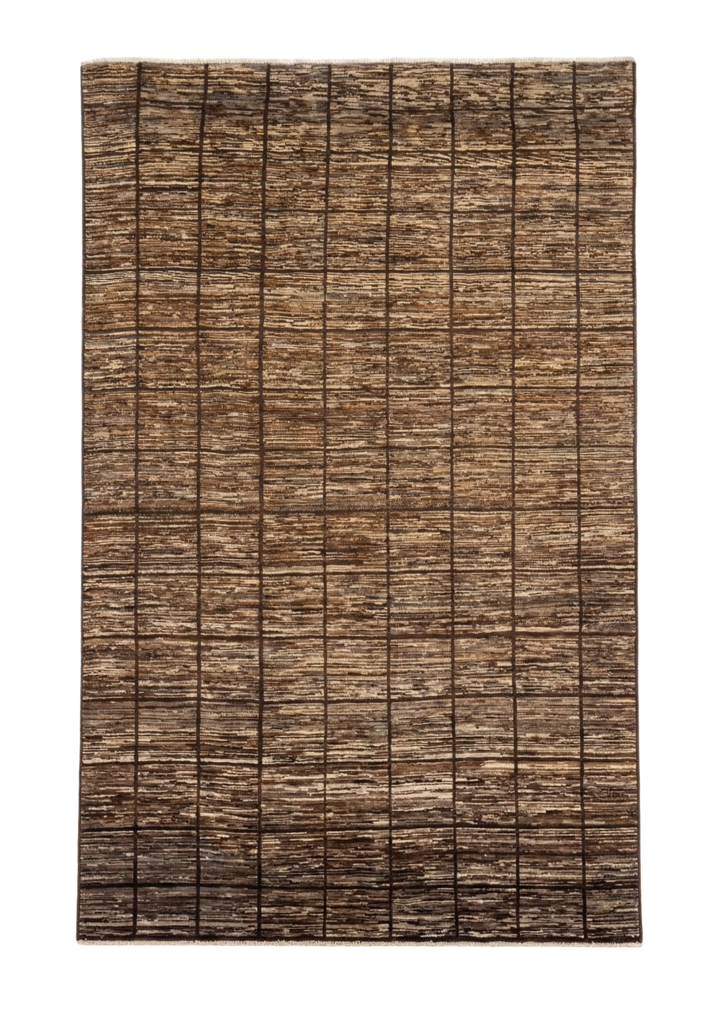 Textured Grid Wool Rug, Iran modern rug, in taupe / brown, Wool, 183 × 274 cm (6'0" × 9'0"), Nasim Carpets Malaysia — view 1