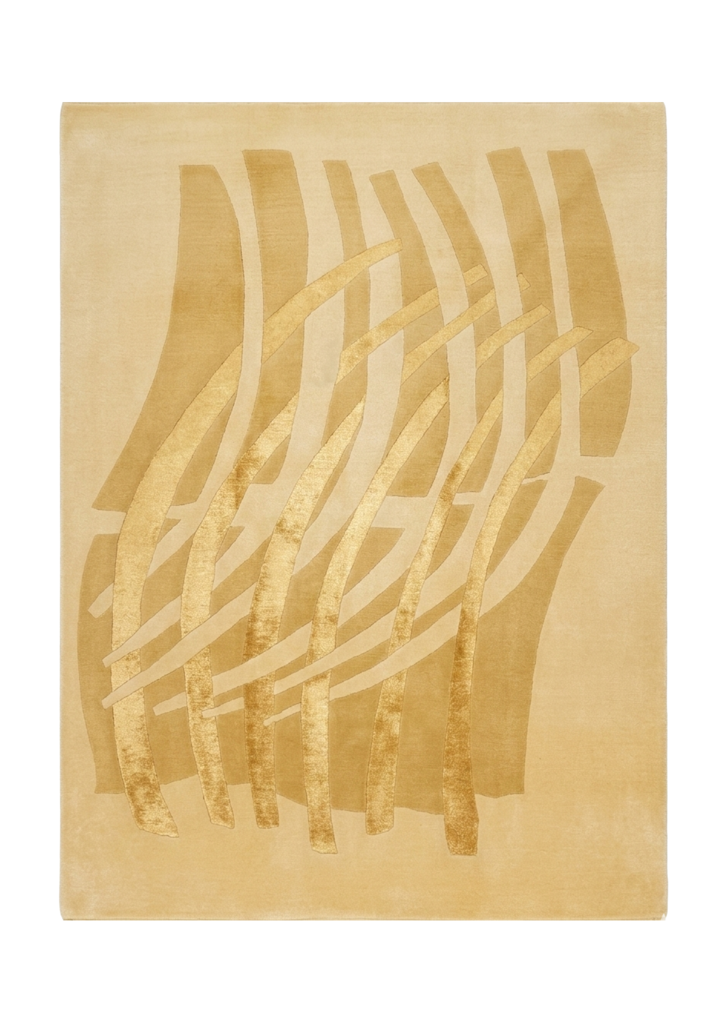 Abstract Ribbon Rug, Iran modern rug, in gold / yellow, Wool & Pure Silk, 183 × 274 cm (6'0" × 9'0"), Nasim Carpets Malaysia — view 1