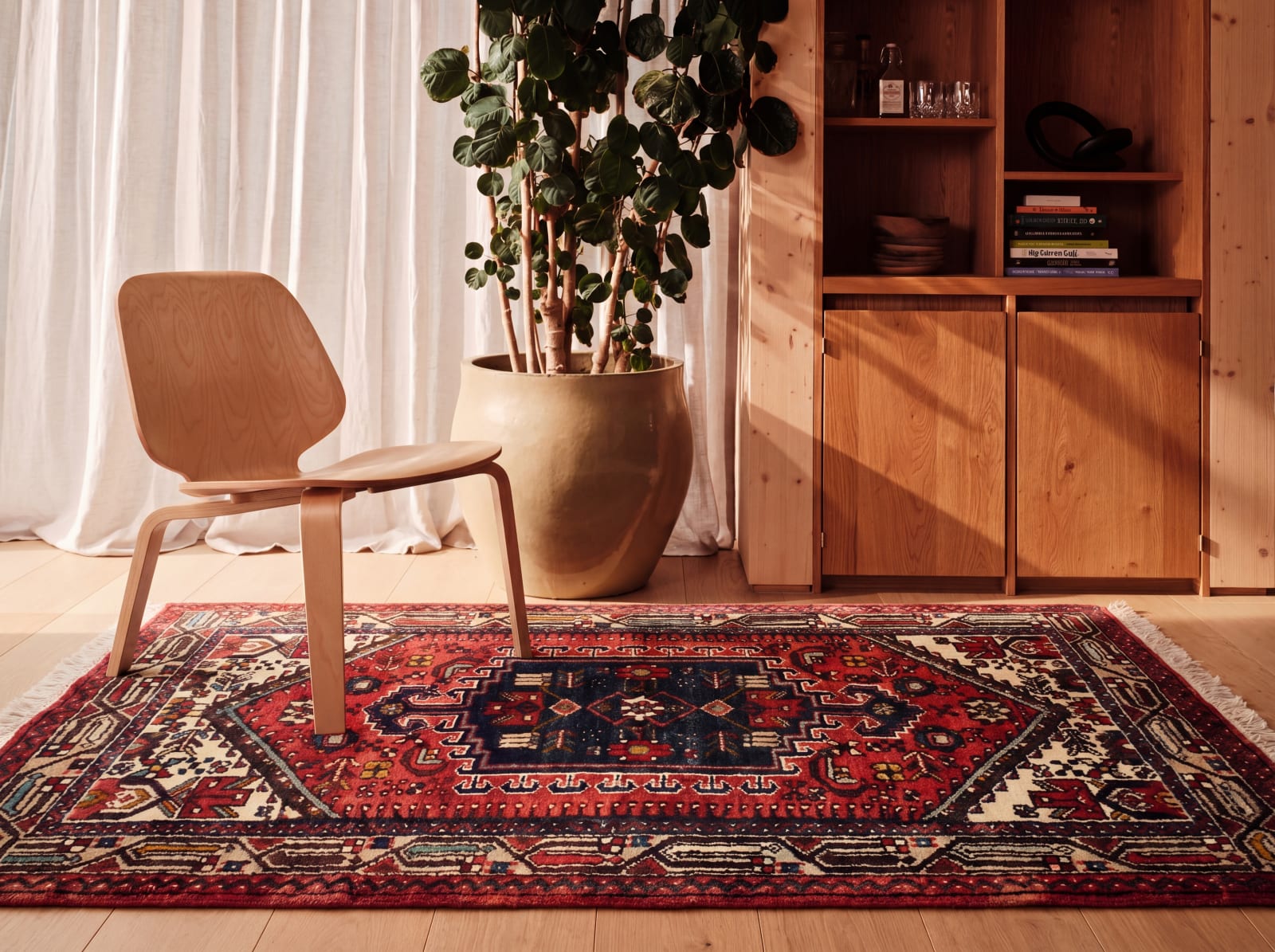 Tribal rug with geometric motifs