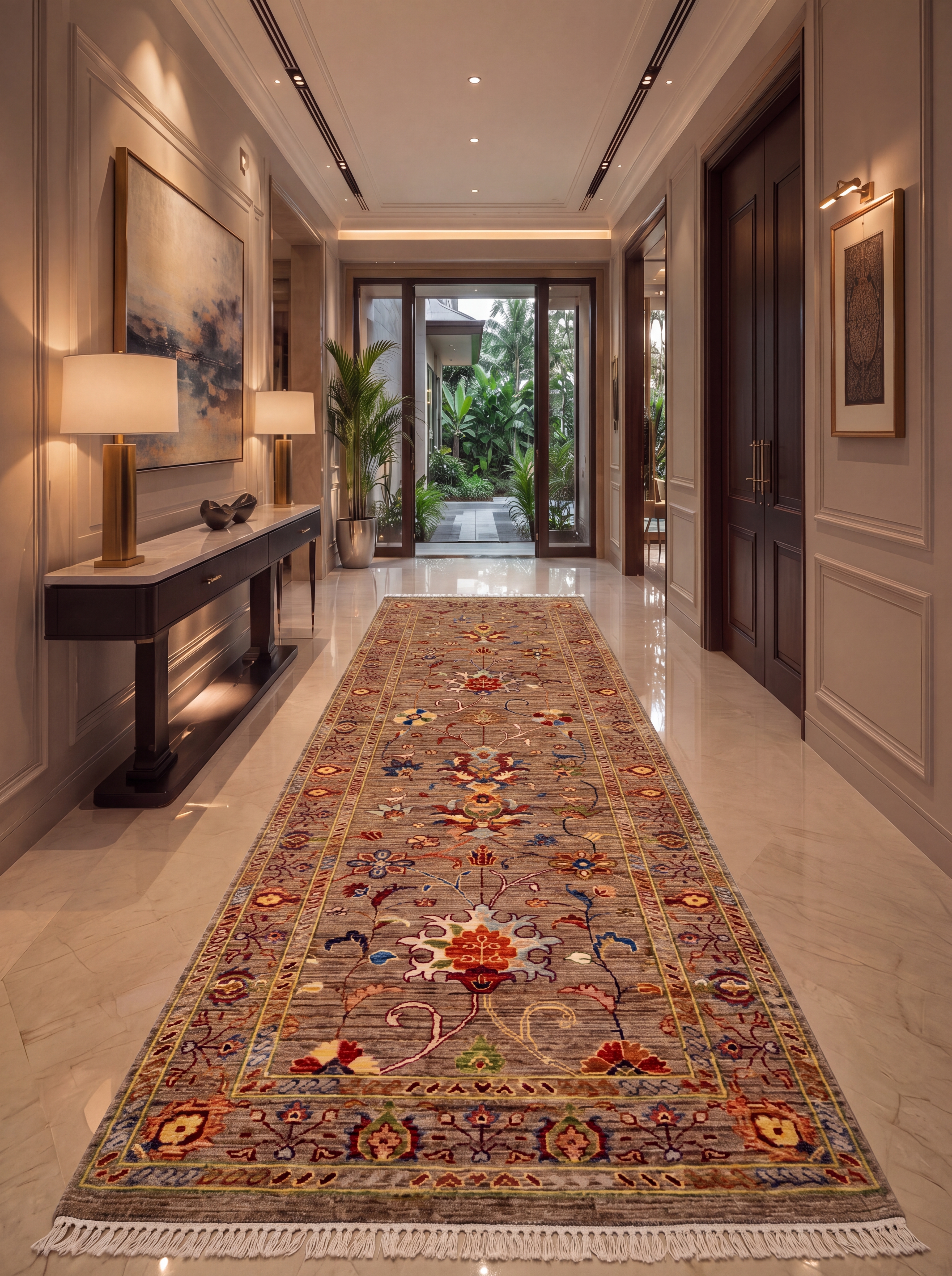 Ziegler Sultanabad Floral Runner Camel, Sultanabad (Arak), Iran — Ziegler Workshop Tradition tribal rug, in camel beige, Wool, 296 × 85 cm (9'9" × 2'9"), Nasim Carpets Malaysia — view 2