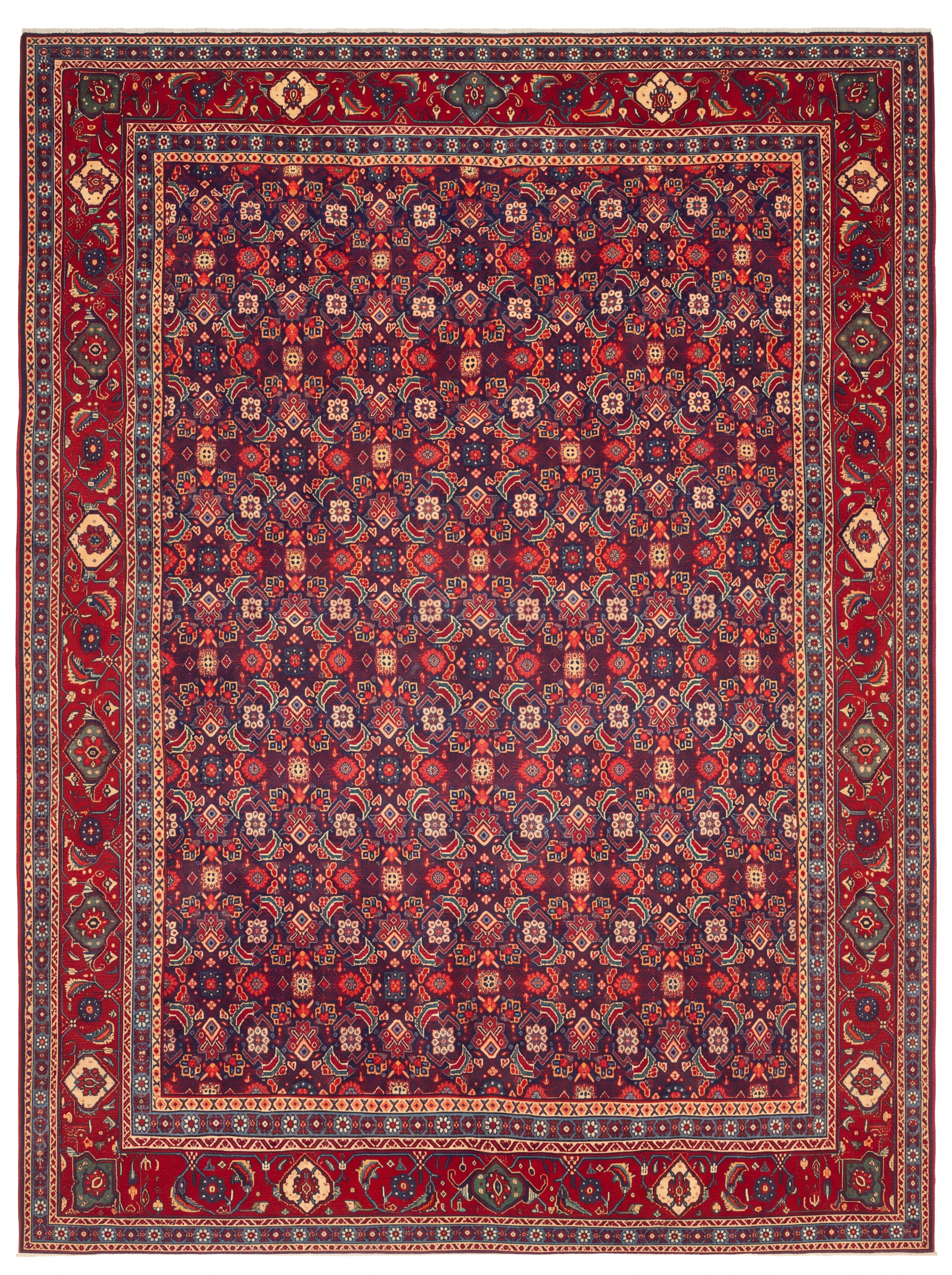 Bijar All-Over Herati Navy, Bijar, Kurdistan Province, Iran tribal rug, in indigo navy, Wool, 213 × 305 cm (7'0" × 10'0"), Nasim Carpets Malaysia — view 1