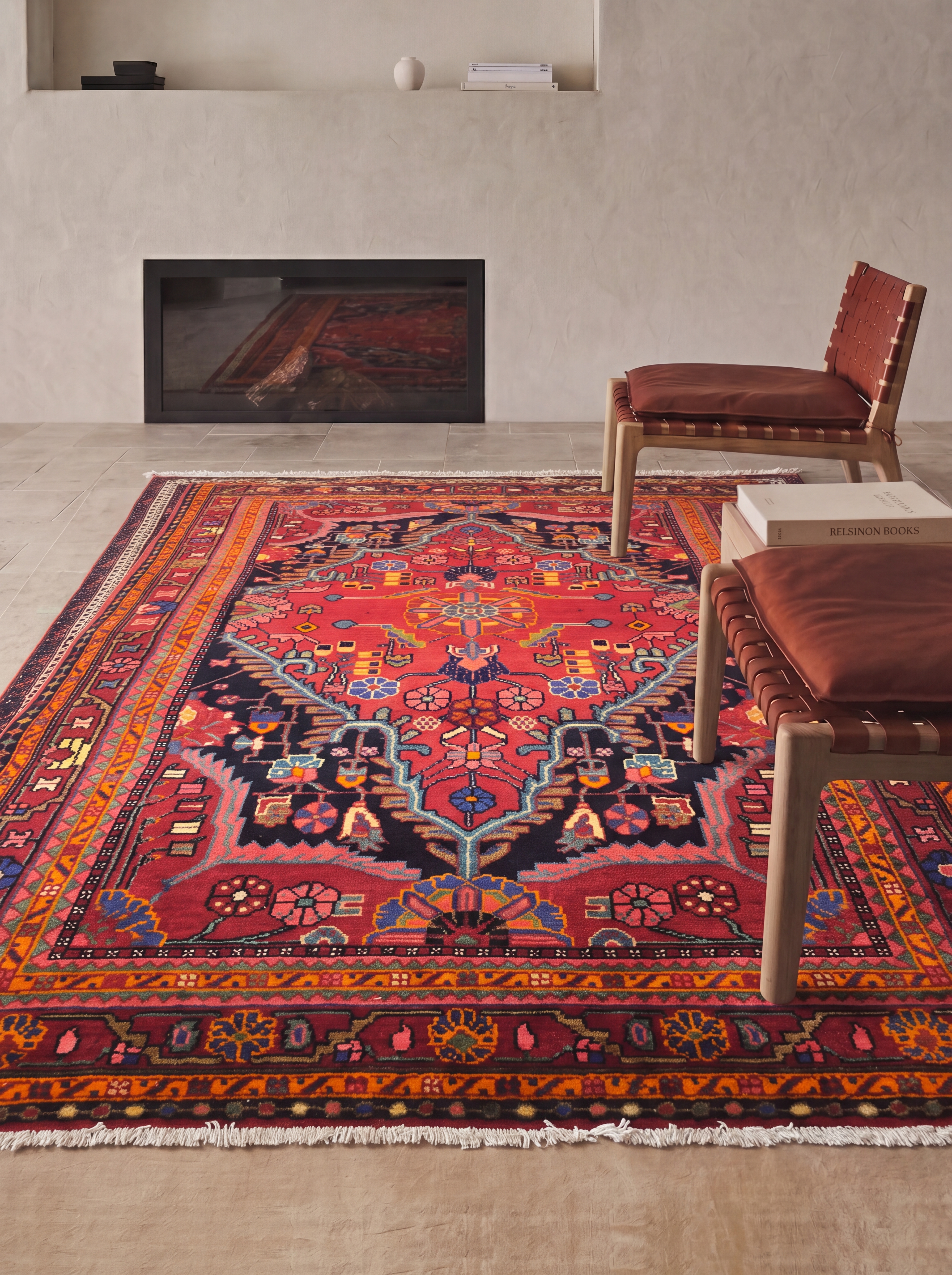 Hamadan Medallion Tree Crimson, Hamadan Region, Western Iran persian rug, in madder red, Wool, 128 × 219 cm (4'2" × 7'2"), Nasim Carpets Malaysia — view 2