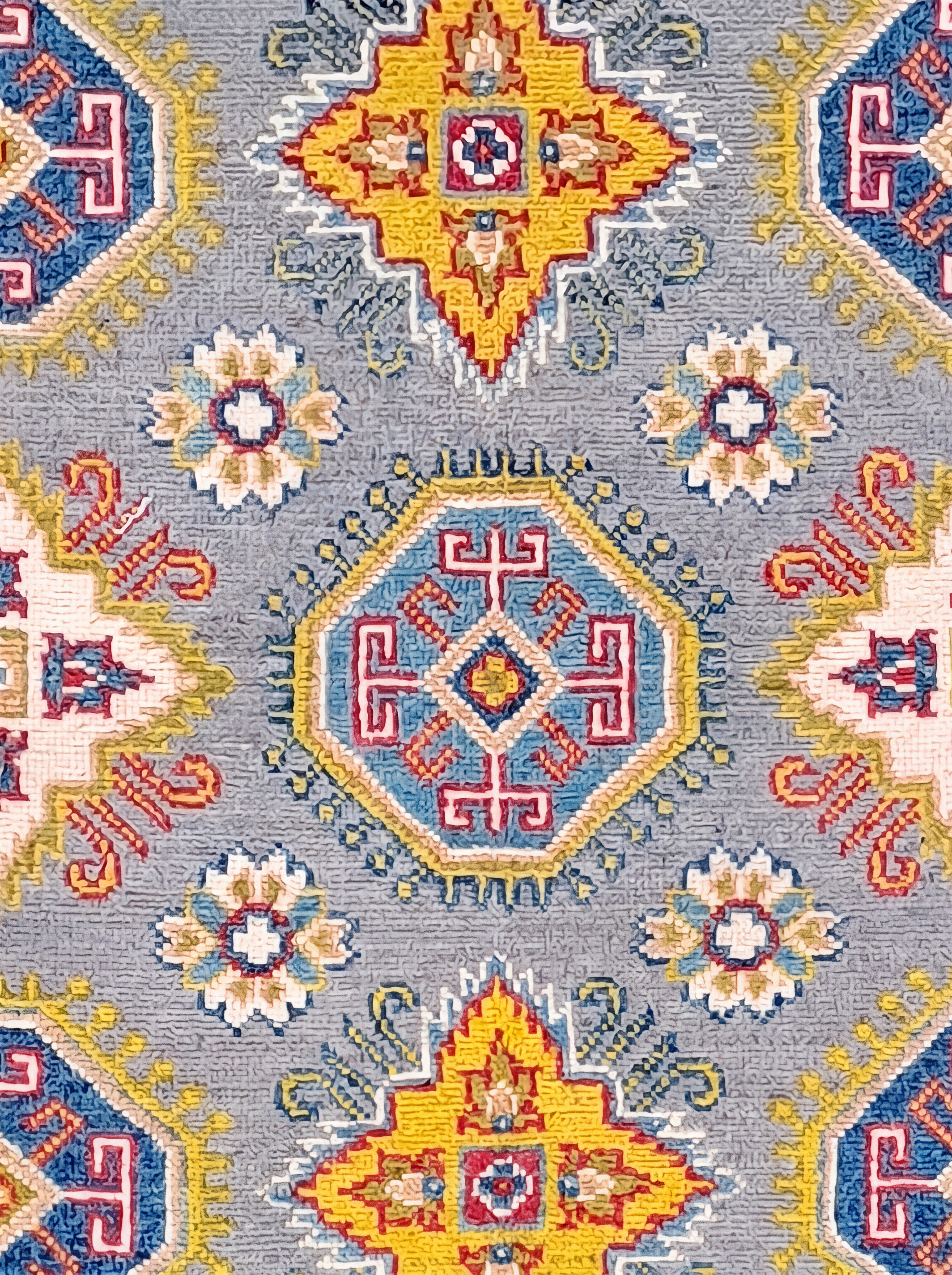 Kazakh Geometric Medallion Grey, Kazakh, Afghanistan (Afghan-Kazakh weaving tradition) tribal rug, in steel grey, Wool, 187 × 126 cm (6'2" × 4'2"), Nasim Carpets Malaysia — view 3