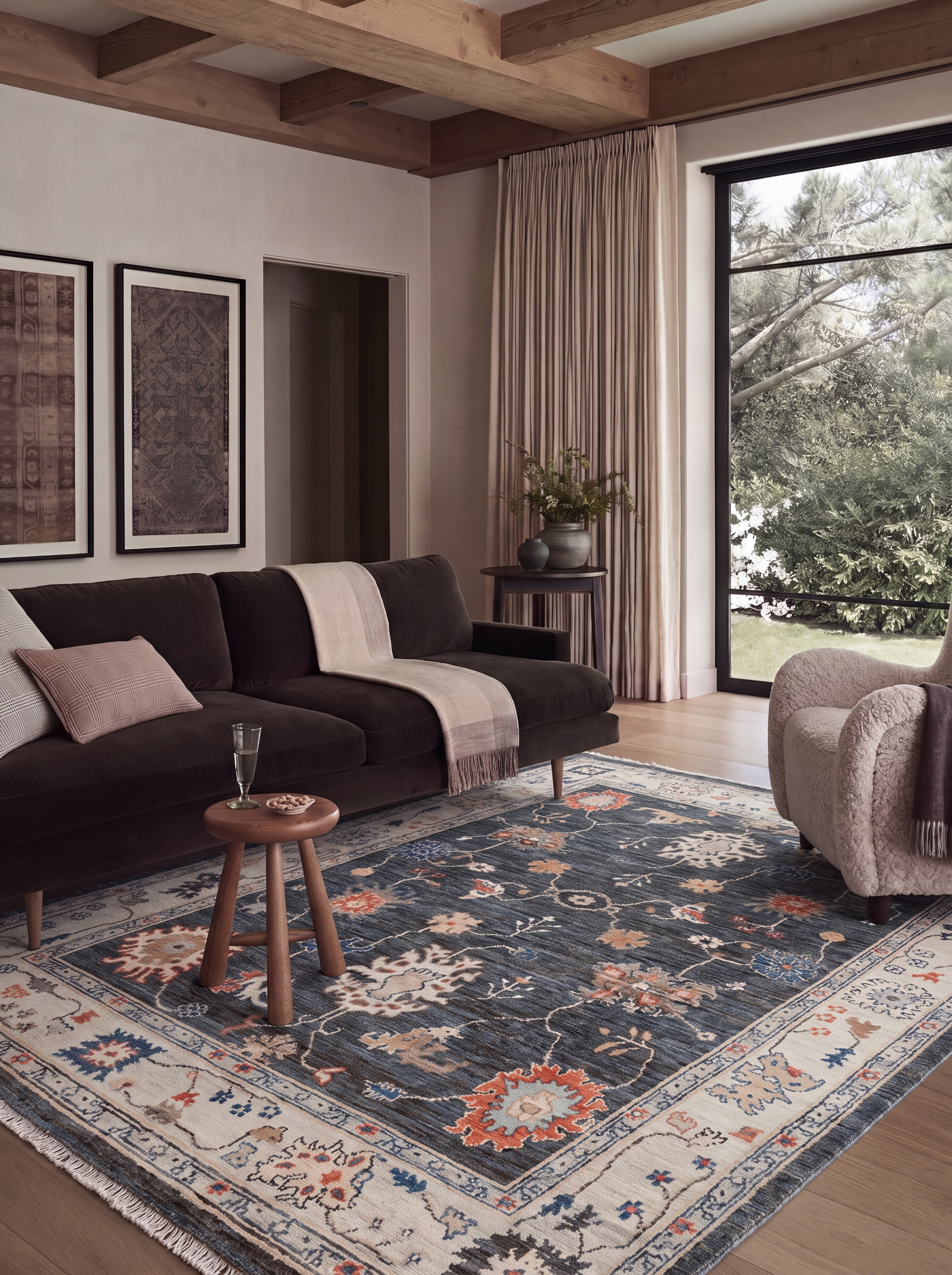 Ziegler Oushak Allover Midnight Blue, Peshawar, Pakistan (Ziegler-Oushak tradition) tribal rug, in midnight navy, Wool, 269 × 180 cm (8'10" × 5'11"), Nasim Carpets Malaysia — view 2