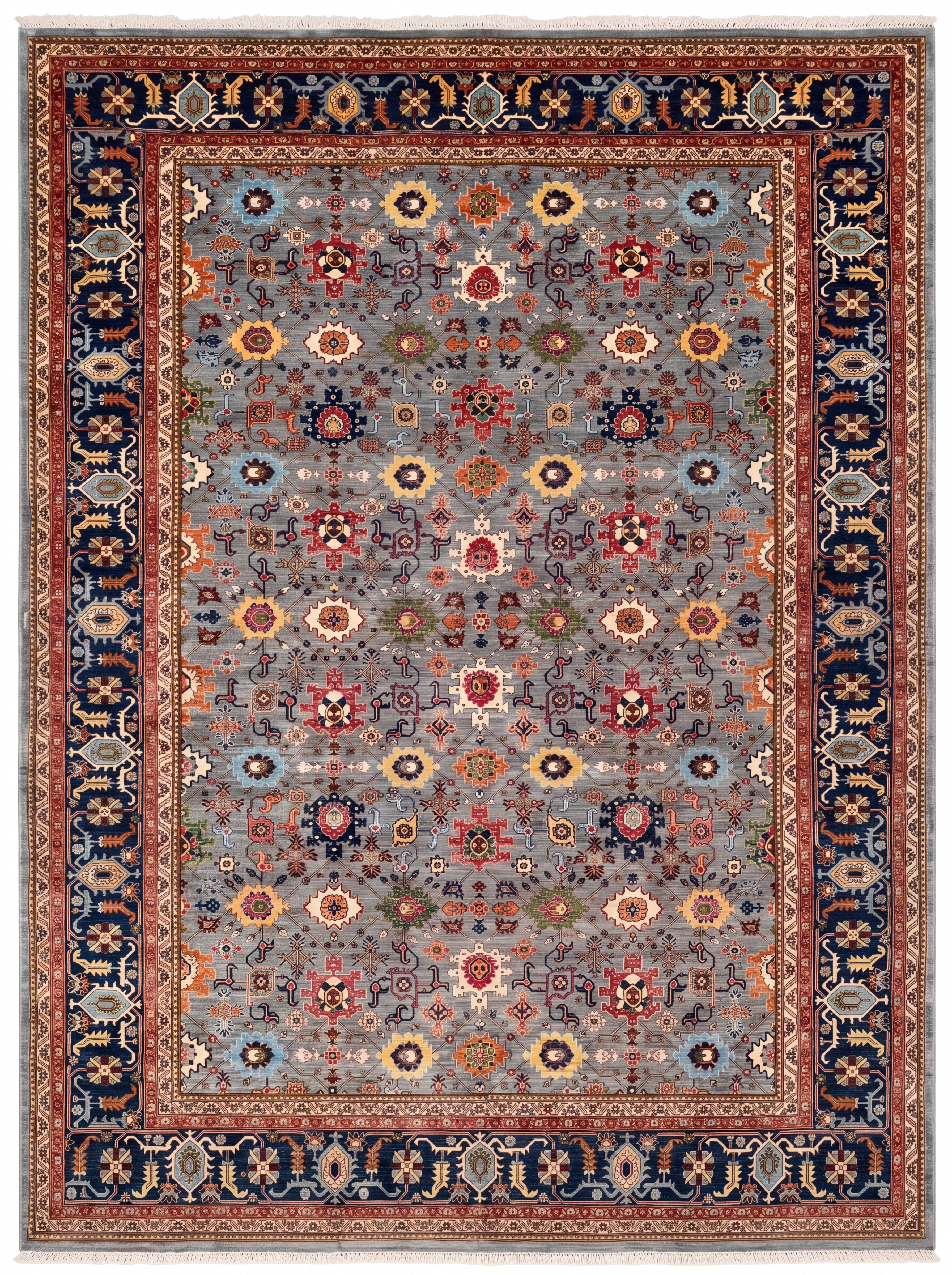 Mamluk Heriz All-Over Steel Blue, Heriz, Iran persian rug, in steel blue, Wool, 240 × 365 cm (7'10" × 12'0"), Nasim Carpets Malaysia — view 1