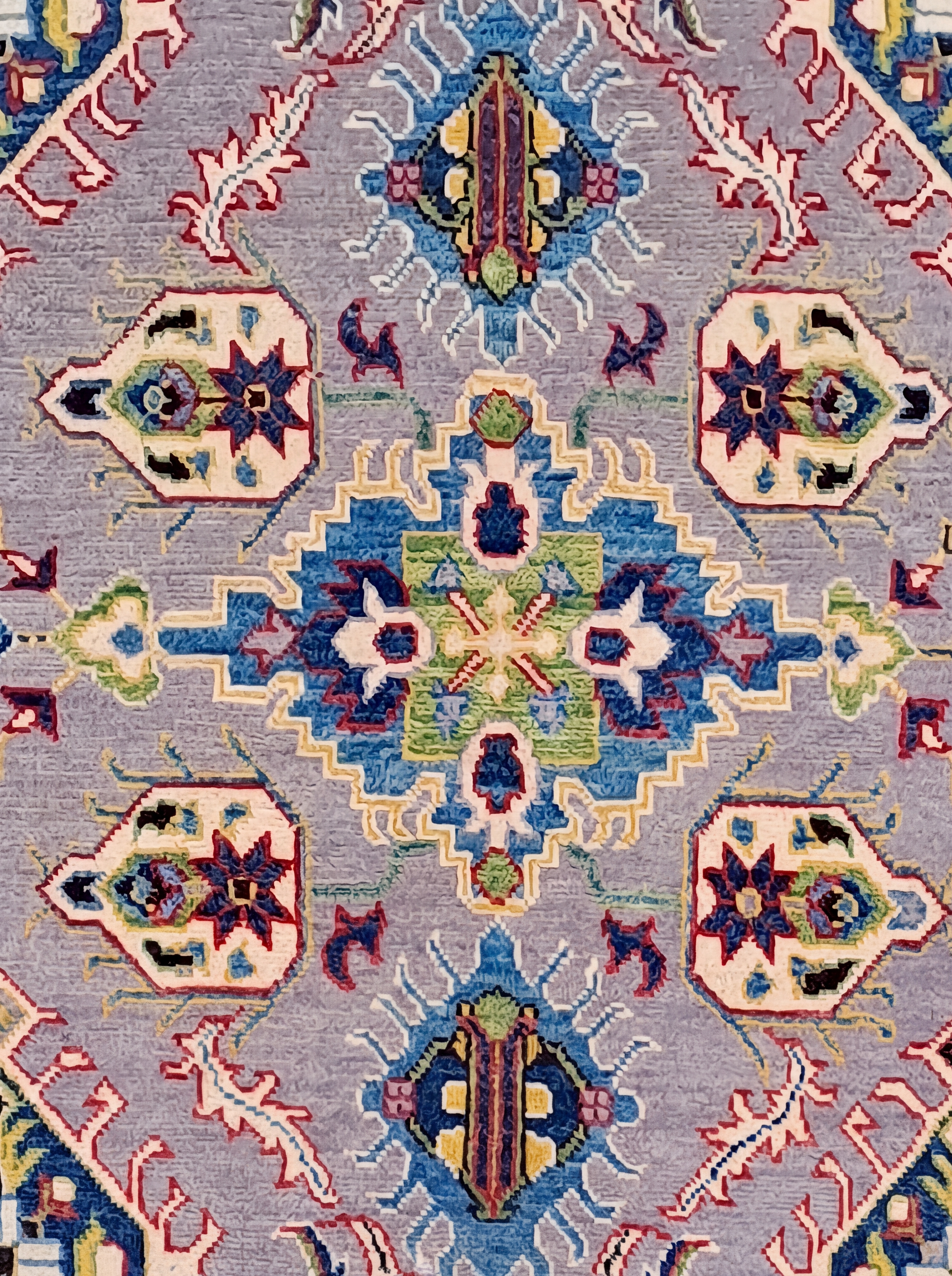 Kazak All-Over Slate Blue, Kazak, Caucasus (Afghan interpretation) tribal rug, in slate blue, Wool, 203 × 149 cm (6'8" × 4'11"), Nasim Carpets Malaysia — view 3