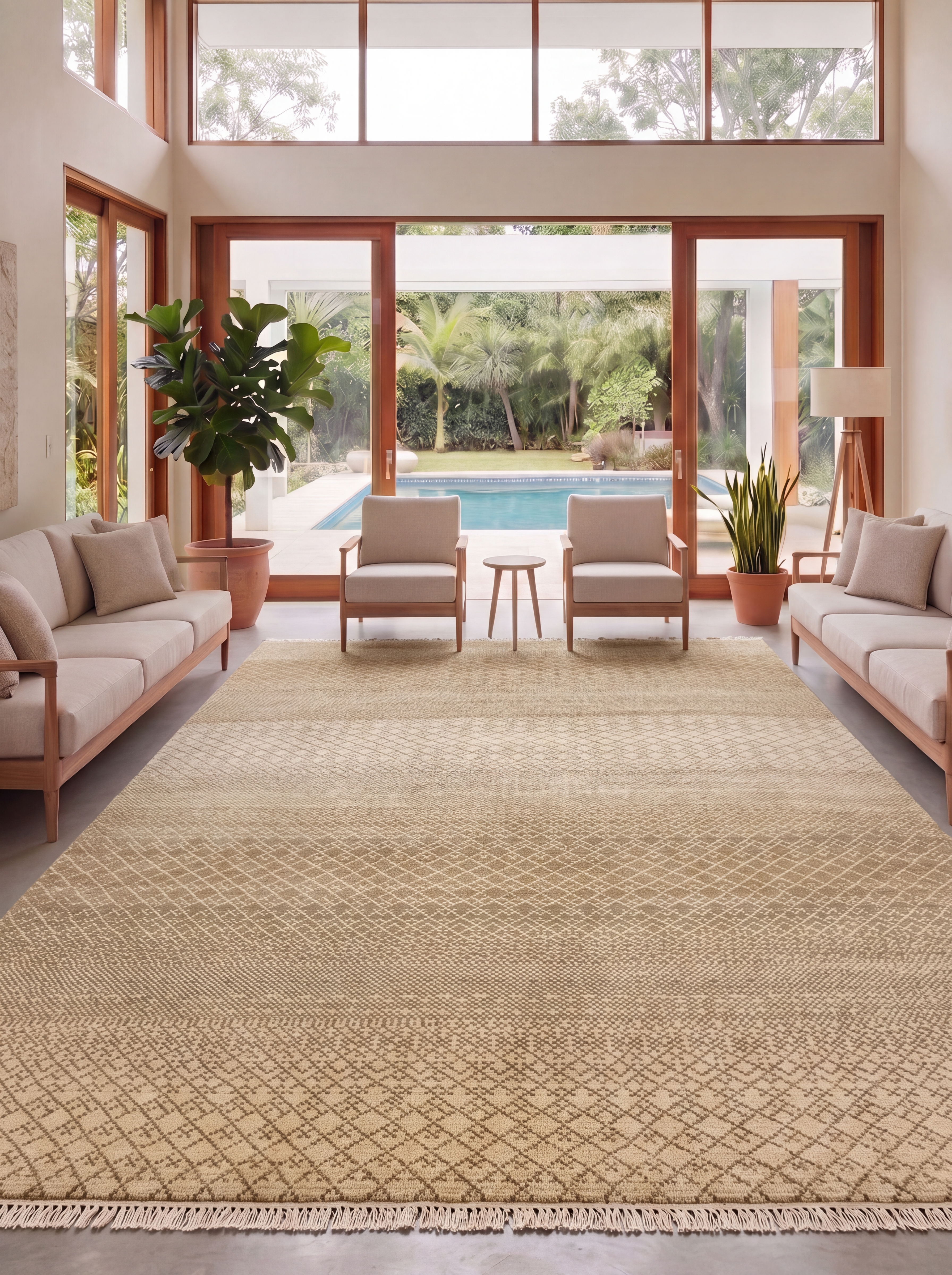 Moroccan All-Over Diamond Ivory, Morocco modern rug, in warm ivory, Wool, 183 × 290 cm (6'0" × 9'6"), Nasim Carpets Malaysia — view 2