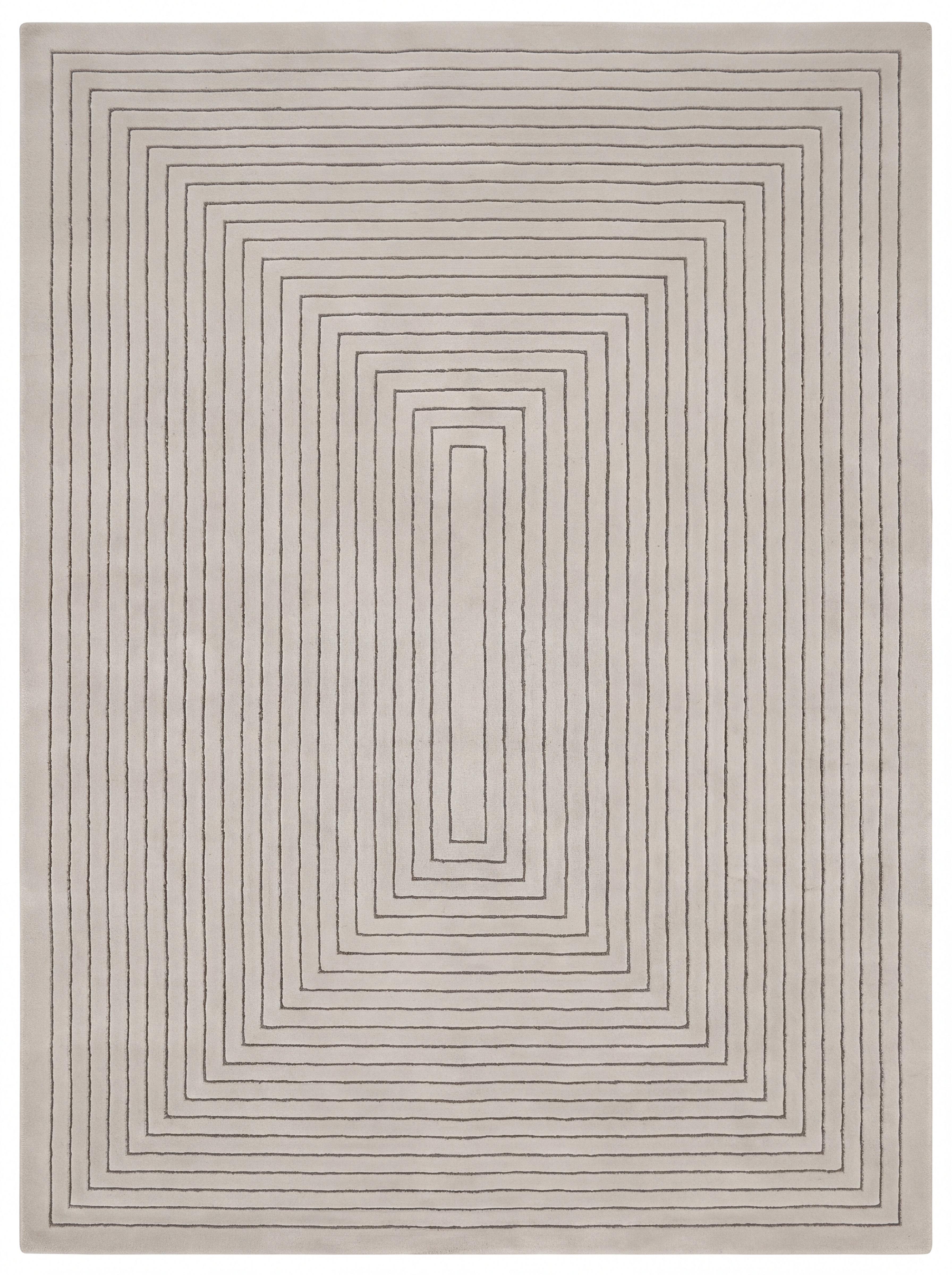 Contemporary Linear Concentric Cream, Contemporary International — likely India (Jaipur/Bhadohi production centre) modern rug, in warm ivory cream, Wool, 244 × 305 cm (8'0" × 10'0"), Nasim Carpets Malaysia — view 1