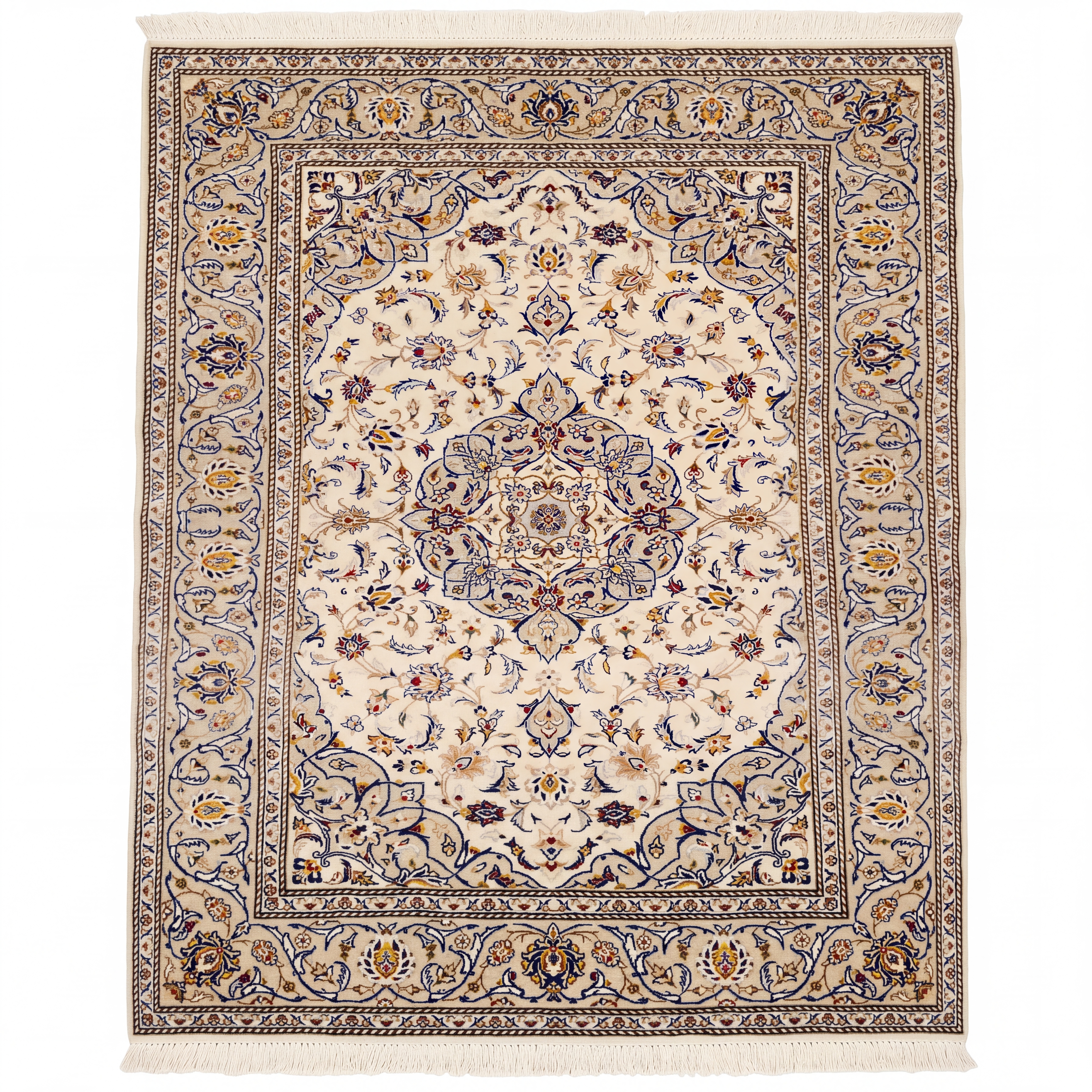 Kashan Medallion Ivory, Kashan, Iran persian rug, in antique ivory, Wool, 143 × 213 cm (4'8" × 7'0"), Nasim Carpets Malaysia — view 1