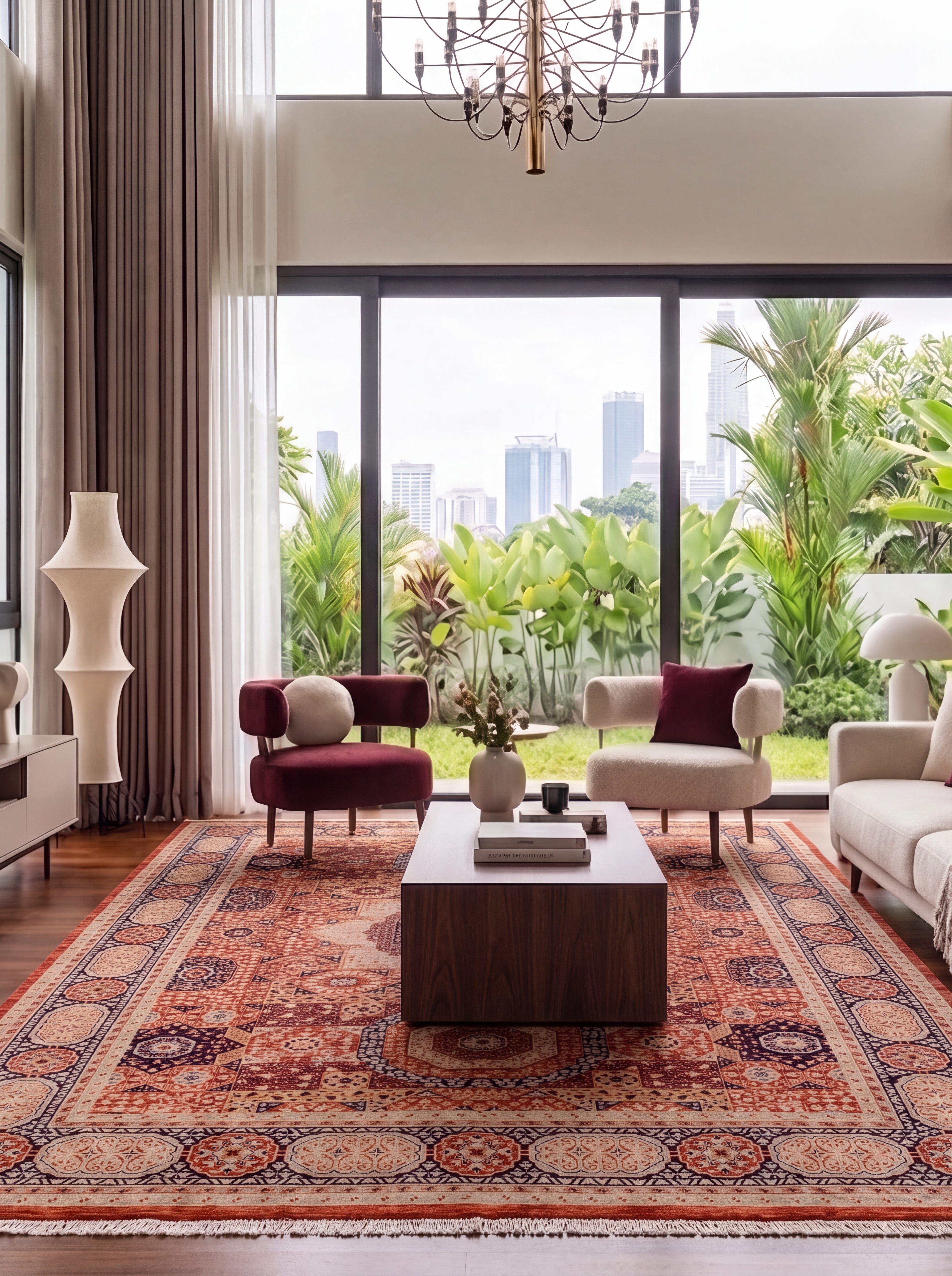 Mamluk Compartmental Rust Red, Afghan Mamluk Revival, Afghanistan tribal rug, in madder rust red, Wool, 363 × 280 cm (11'11" × 9'2"), Nasim Carpets Malaysia — view 2