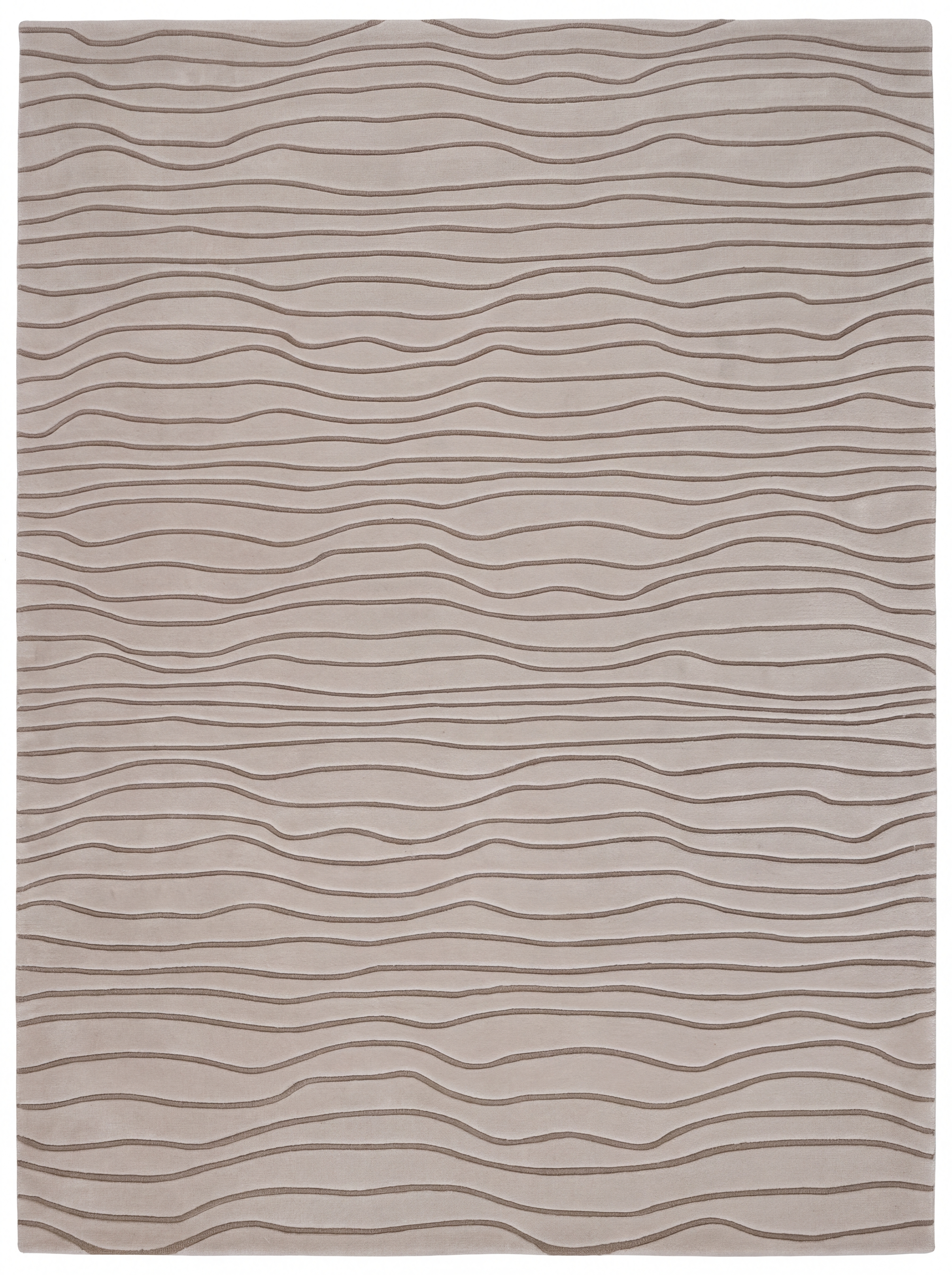 Contemporary Wave Stripe Linen, Contemporary Studio, India modern rug, in warm linen, Wool, 213 × 305 cm (7'0" × 10'0"), Nasim Carpets Malaysia — view 1
