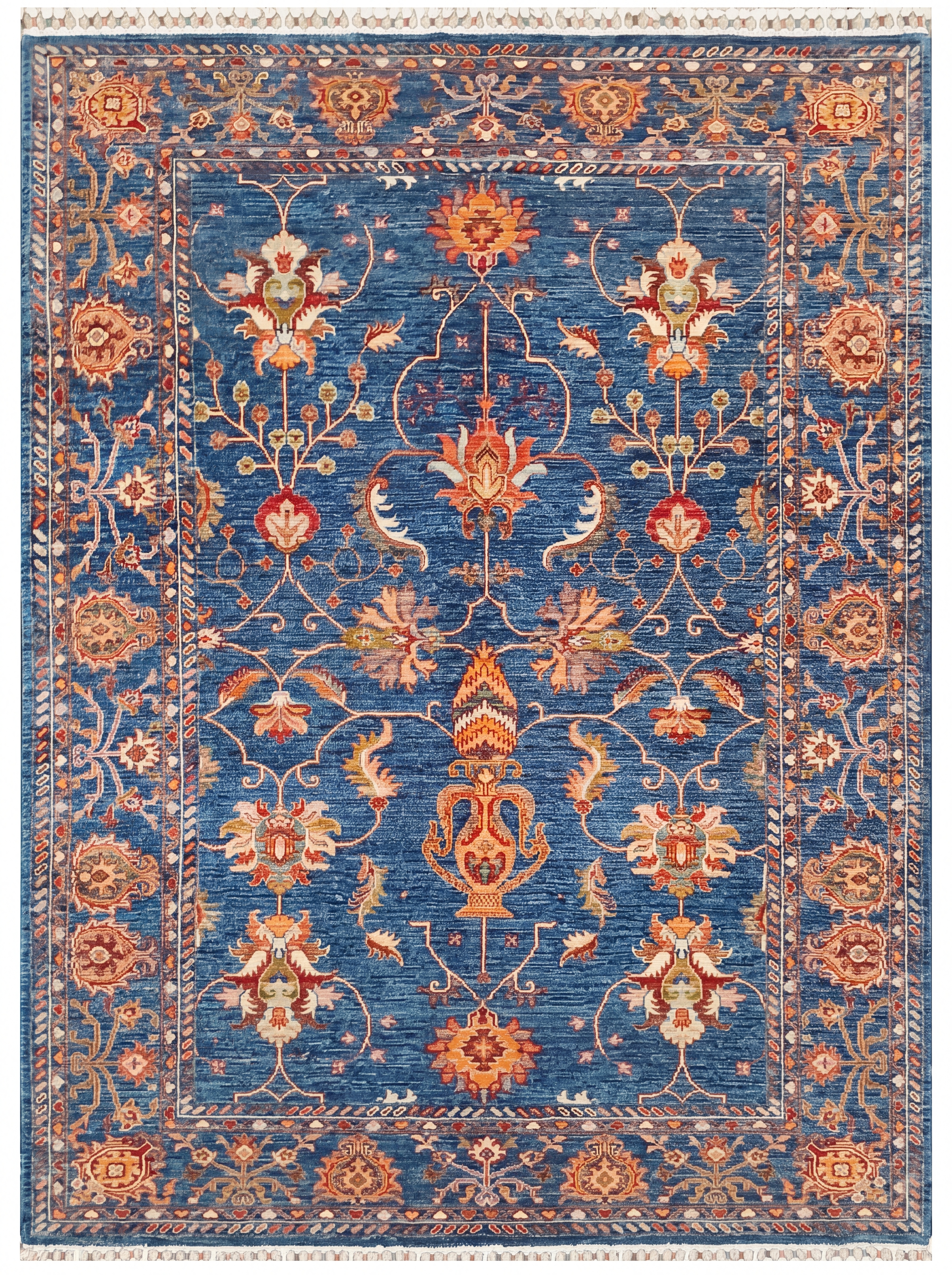 Ziegler Mamluk Vine Scroll Indigo, Afghan Ziegler / Chobi, Afghanistan tribal rug, in indigo blue, Wool, 159 × 213 cm (5'3" × 7'0"), Nasim Carpets Malaysia — view 1