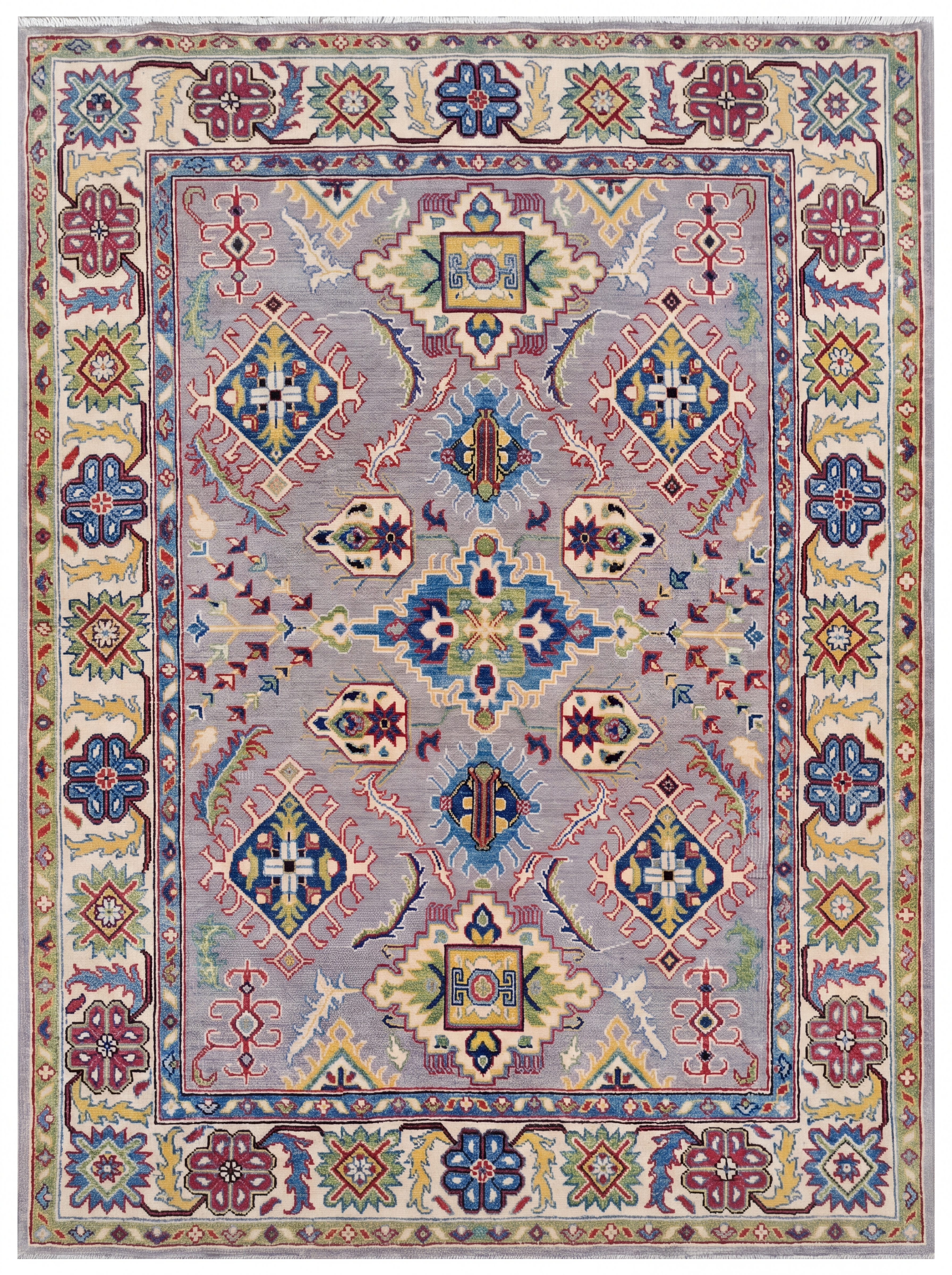 Kazak All-Over Slate Blue, Kazak, Caucasus (Afghan interpretation) tribal rug, in slate blue, Wool, 203 × 149 cm (6'8" × 4'11"), Nasim Carpets Malaysia — view 1