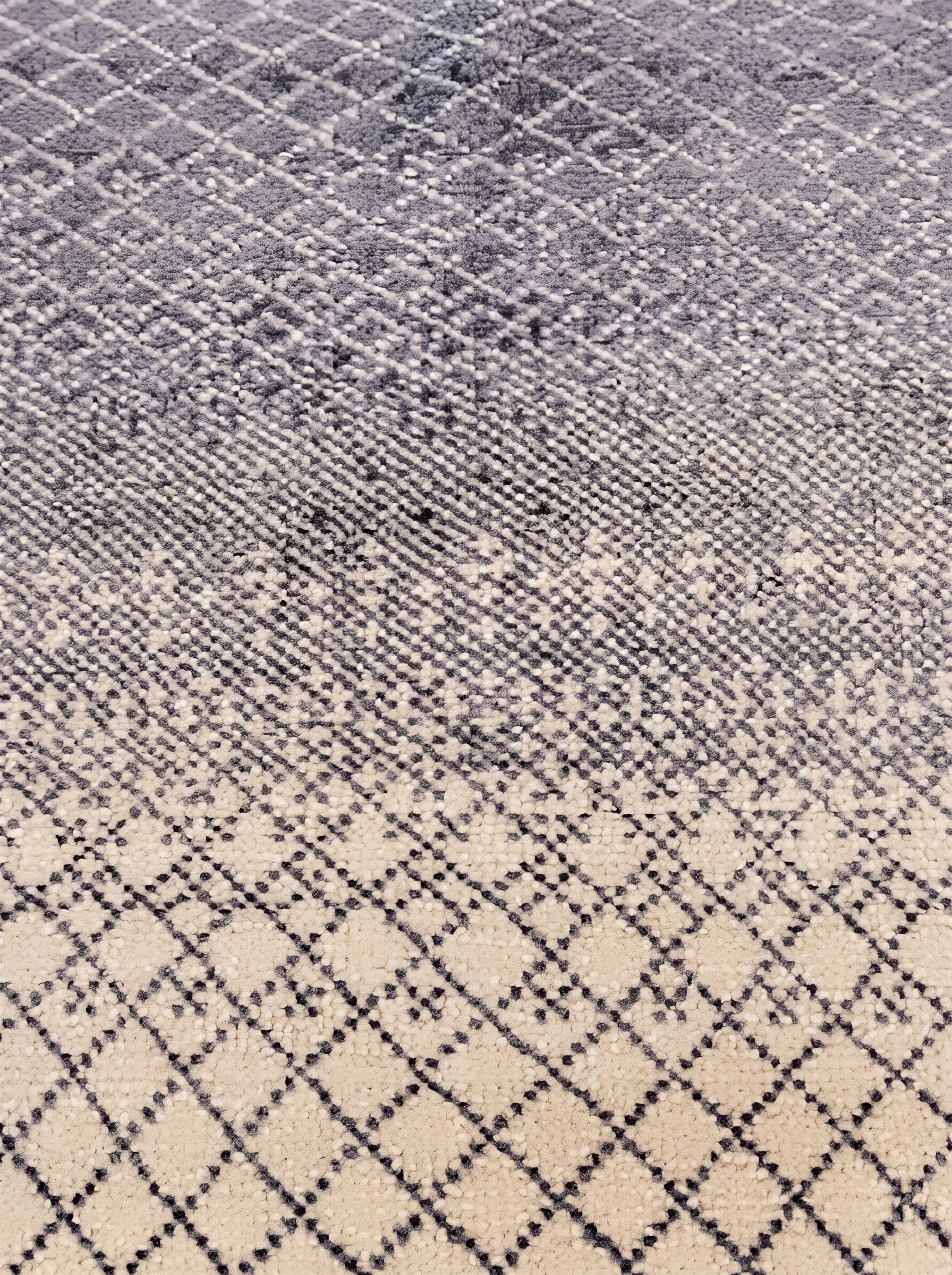 Moroccan Lattice Diamond Cream Grey, Morocco (Beni Ourain-inspired, North Africa) modern rug, in warm ivory, Wool, 152 × 244 cm (5'0" × 8'0"), Nasim Carpets Malaysia — view 3