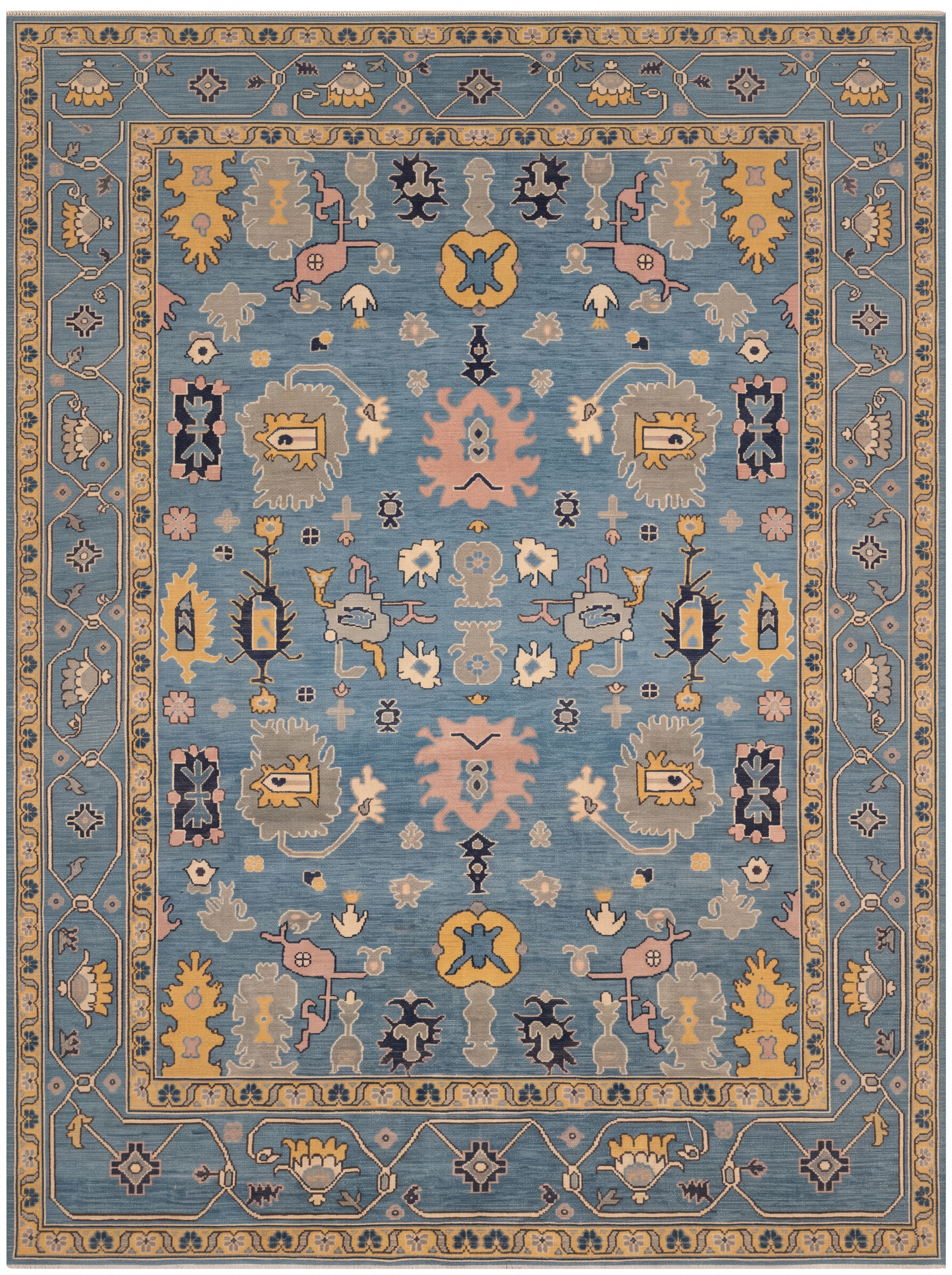 Oushak All-Over Sky Blue, Oushak, Turkey tribal rug, in cerulean blue, Wool, 204 × 305 cm (6'8" × 10'0"), Nasim Carpets Malaysia — view 1