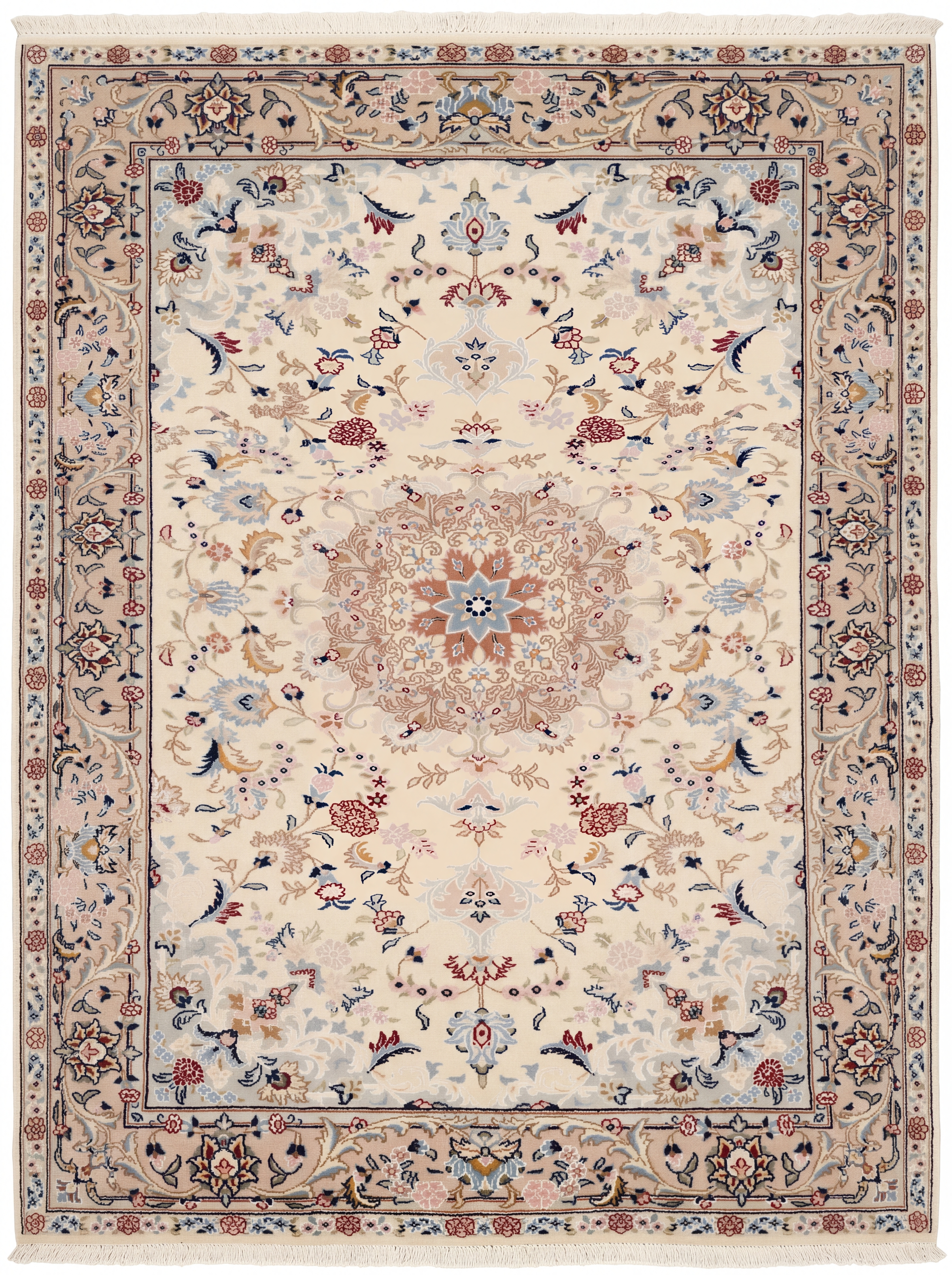 Tabriz Medallion Floral Ivory, Tabriz, Iran persian rug, in antique ivory, Wool, 122 × 226 cm (4'0" × 7'5"), Nasim Carpets Malaysia — view 1