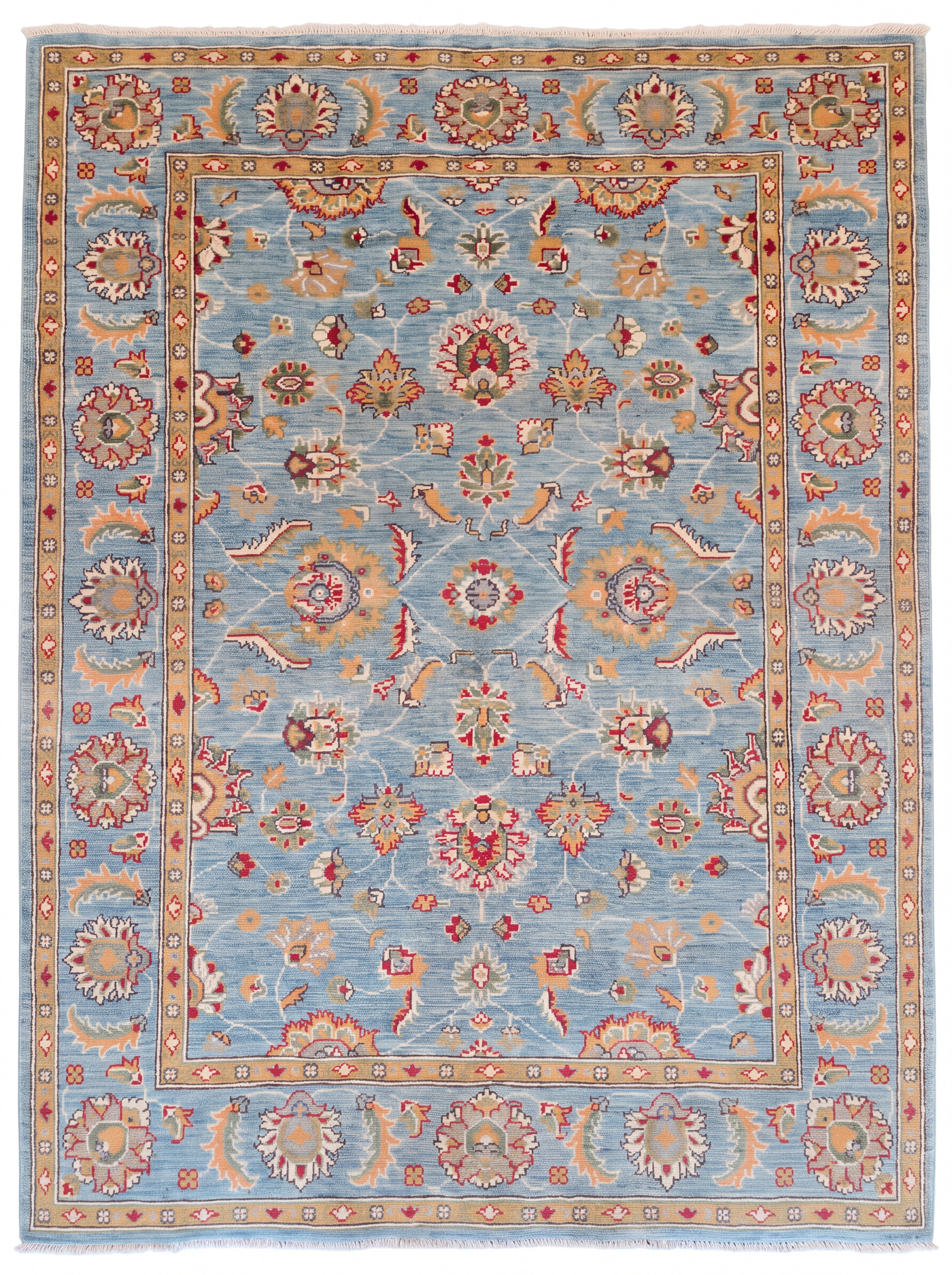 Chobi Ziegler Floral Sky Blue, Peshawar, Pakistan (Chobi Ziegler tradition) tribal rug, in sky blue, Wool, 152 × 207 cm (5'0" × 6'9"), Nasim Carpets Malaysia — view 1