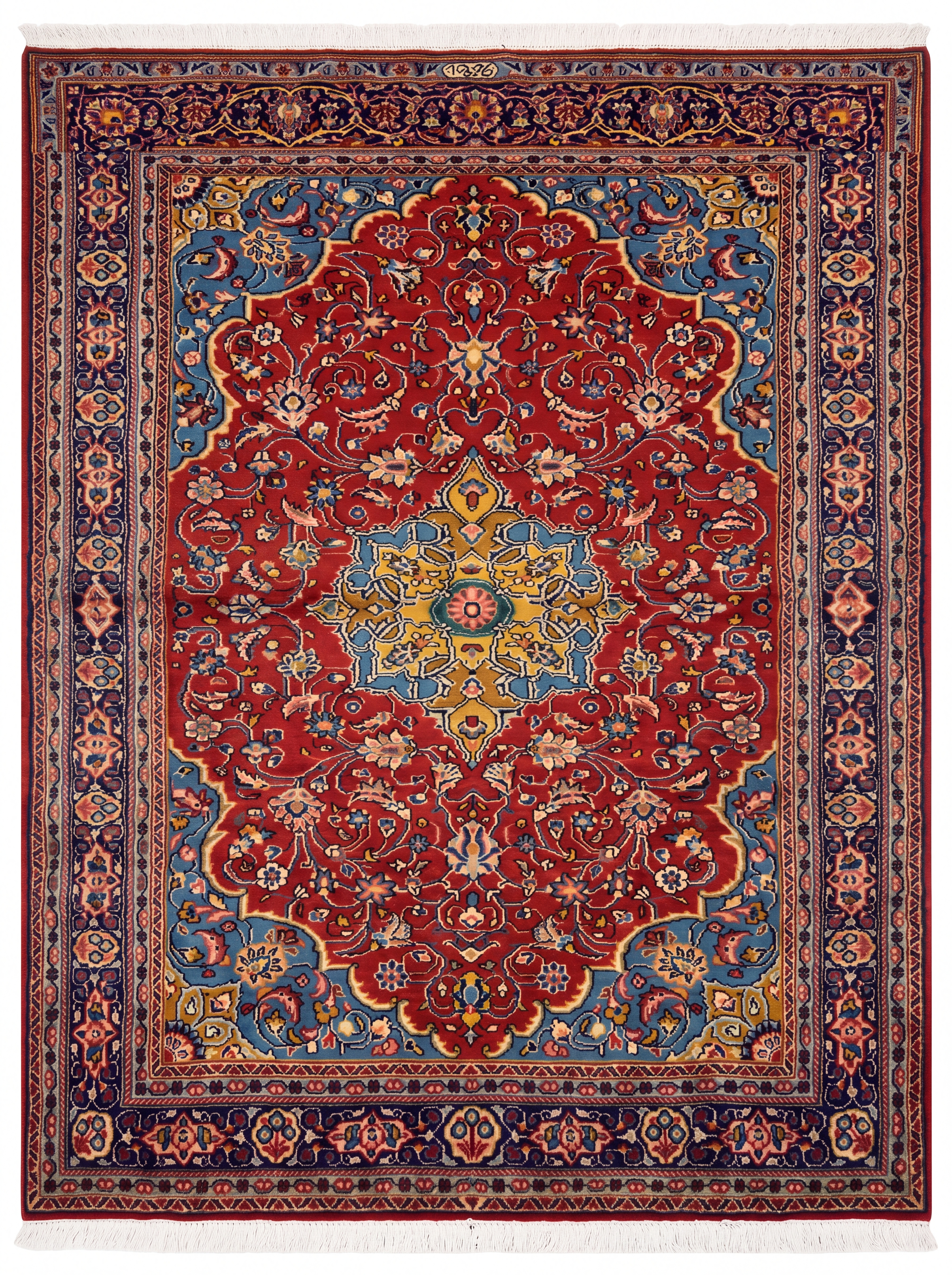 Kashan Shah Abassi, Kashan, Iran persian rug, in madder red, Wool, 128 × 189 cm (4'2" × 6'2"), Nasim Carpets Malaysia — view 1