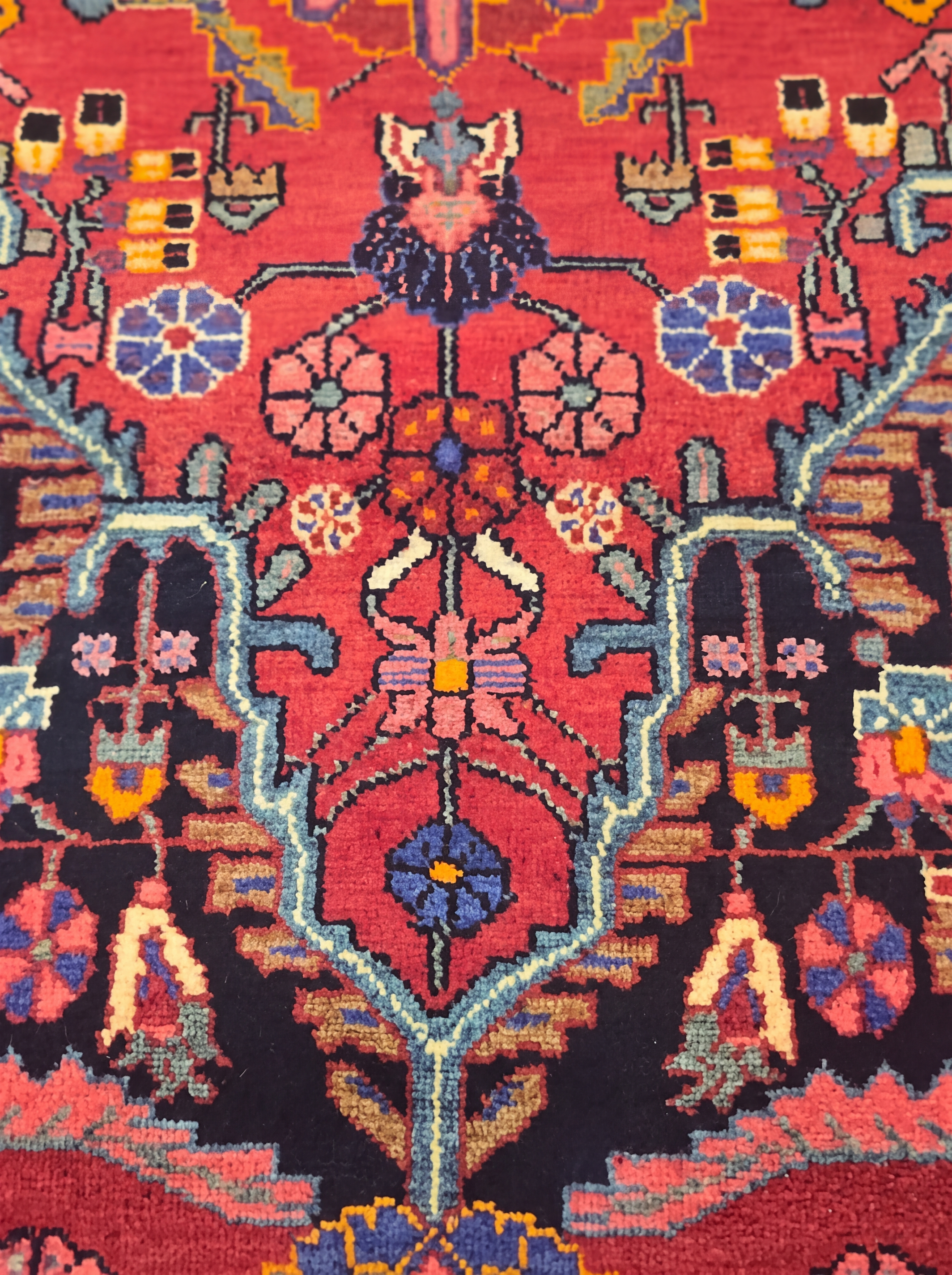 Hamadan Medallion Tree Crimson, Hamadan Region, Western Iran persian rug, in madder red, Wool, 128 × 219 cm (4'2" × 7'2"), Nasim Carpets Malaysia — view 3