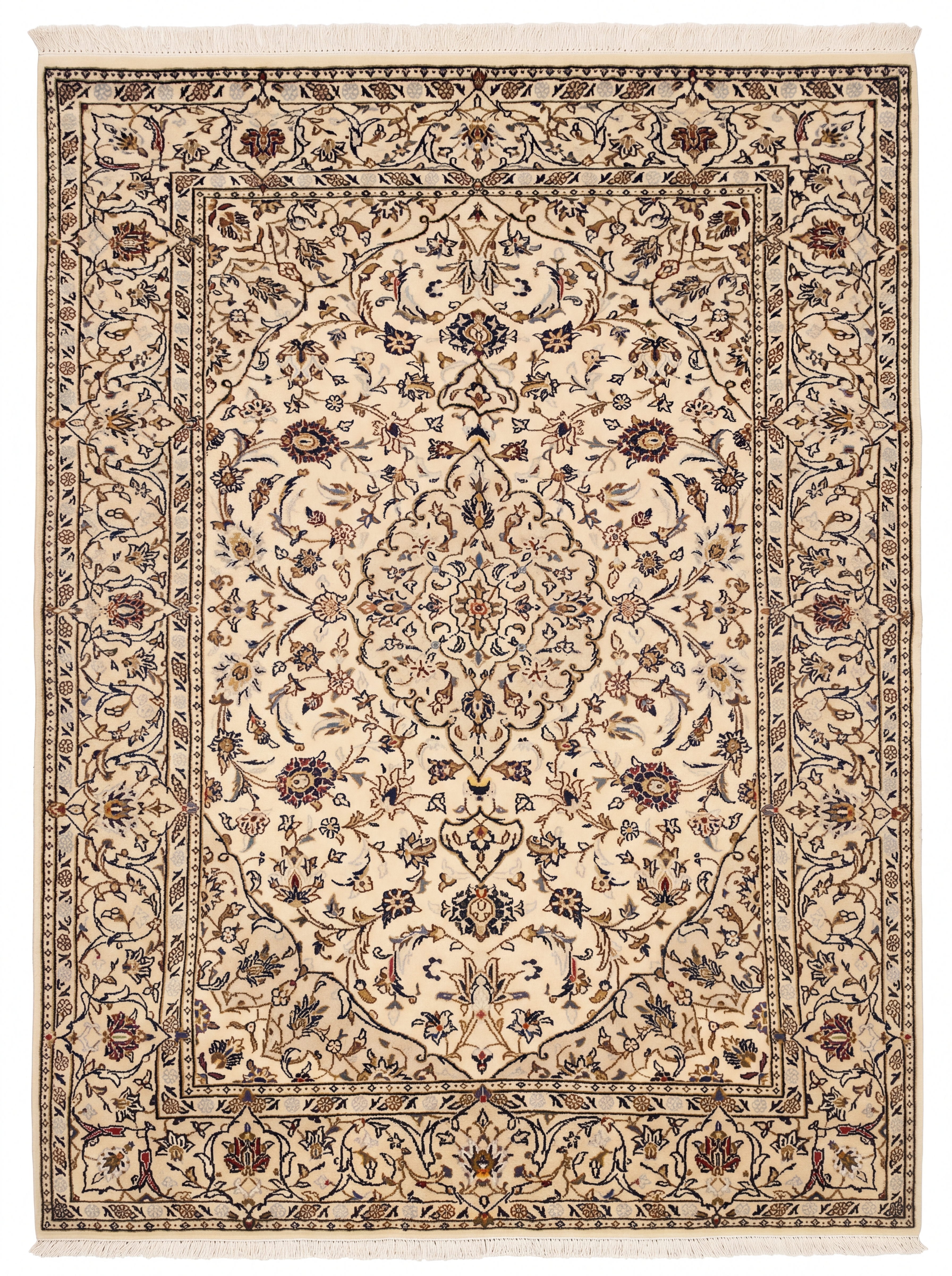 Kashan Classic Medallion Ivory, Kashan, Iran persian rug, in ivory, Wool, 137 × 219 cm (4'6" × 7'2"), Nasim Carpets Malaysia — view 1