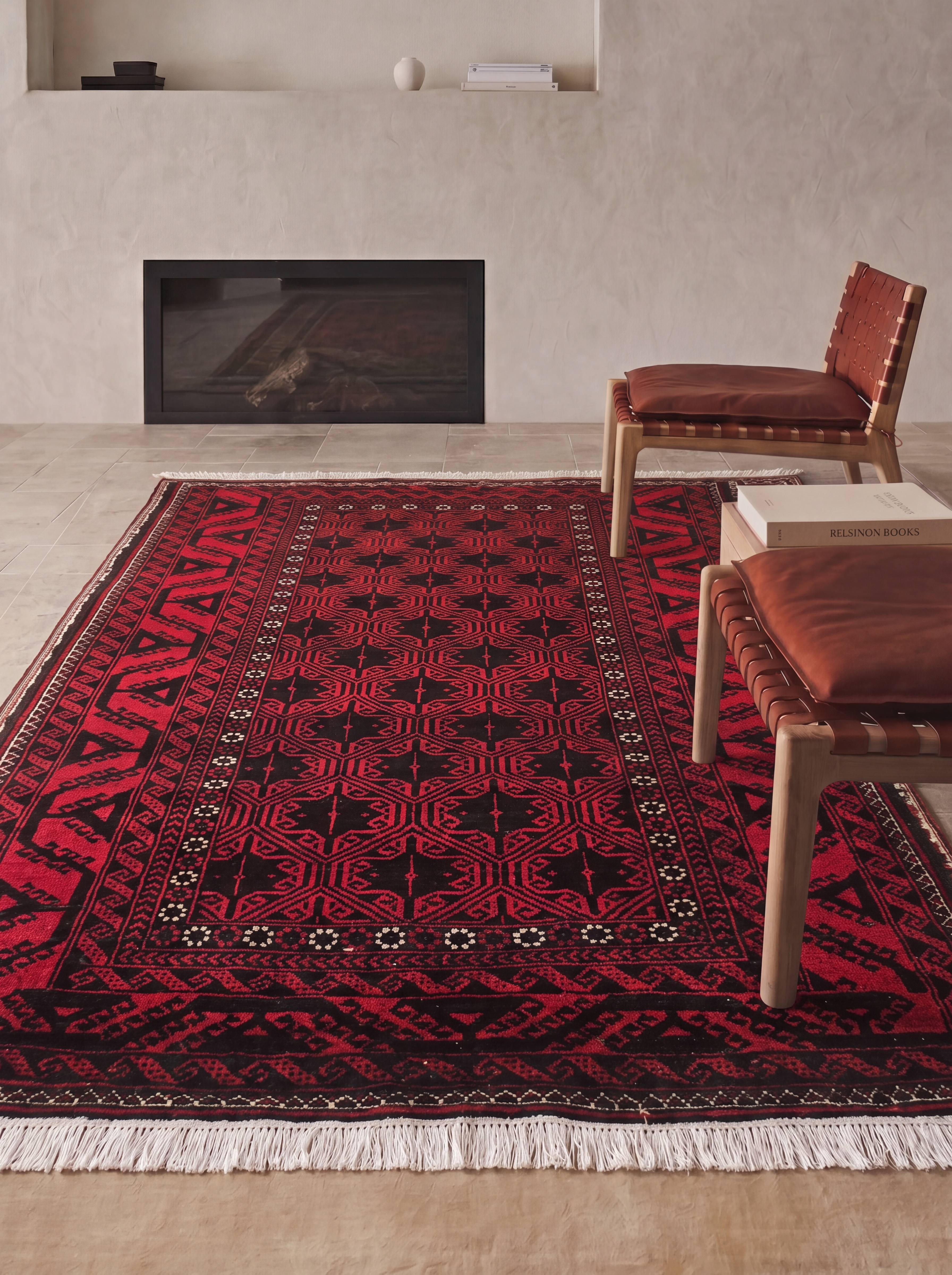 Afghan Ersari All-Over Crimson, Ersari, Northern Afghanistan tribal rug, in crimson red, Wool, 113 × 232 cm (3'8" × 7'7"), Nasim Carpets Malaysia — view 2