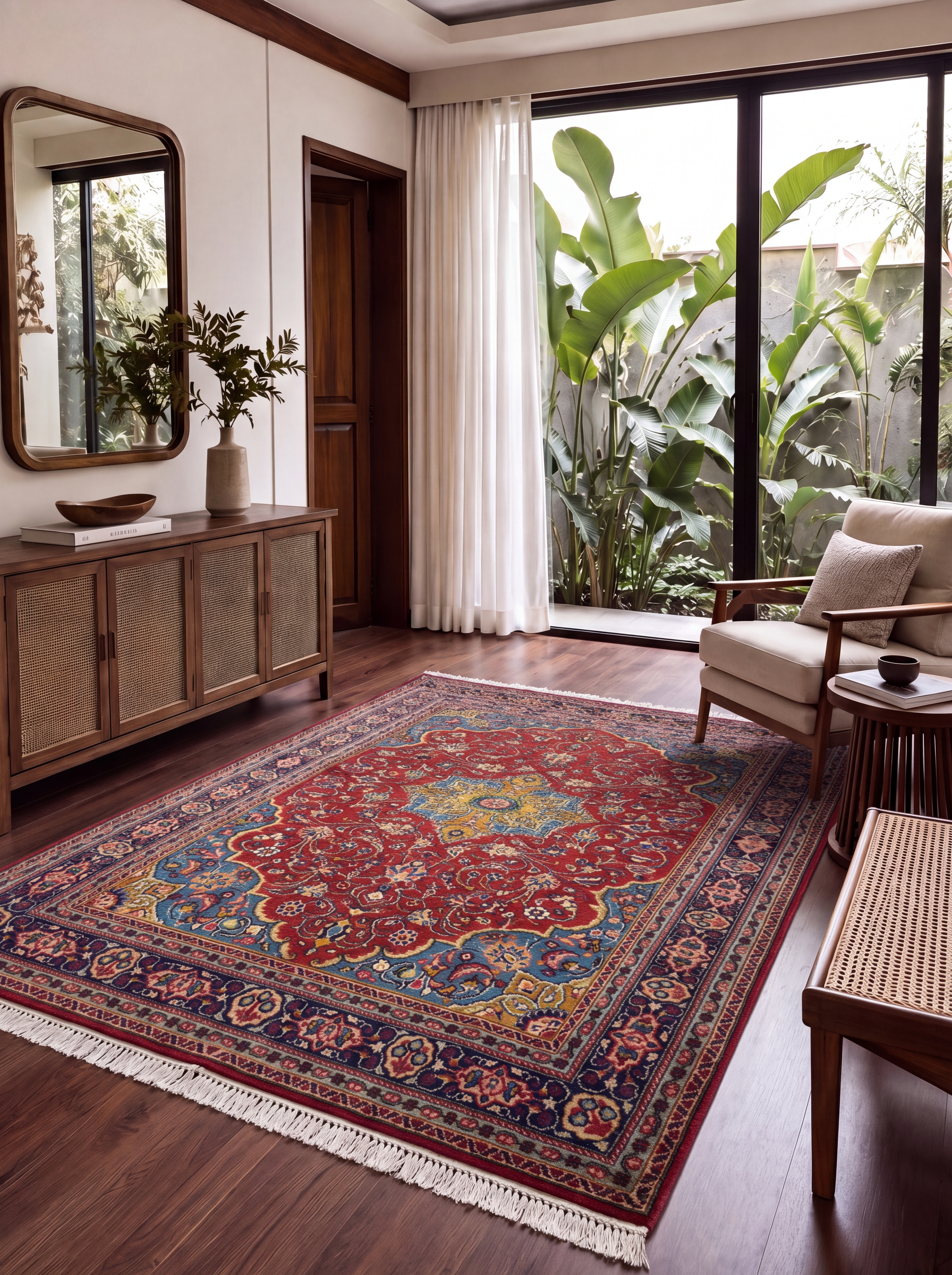 Kashan Shah Abassi, Kashan, Iran persian rug, in madder red, Wool, 128 × 189 cm (4'2" × 6'2"), Nasim Carpets Malaysia — view 2