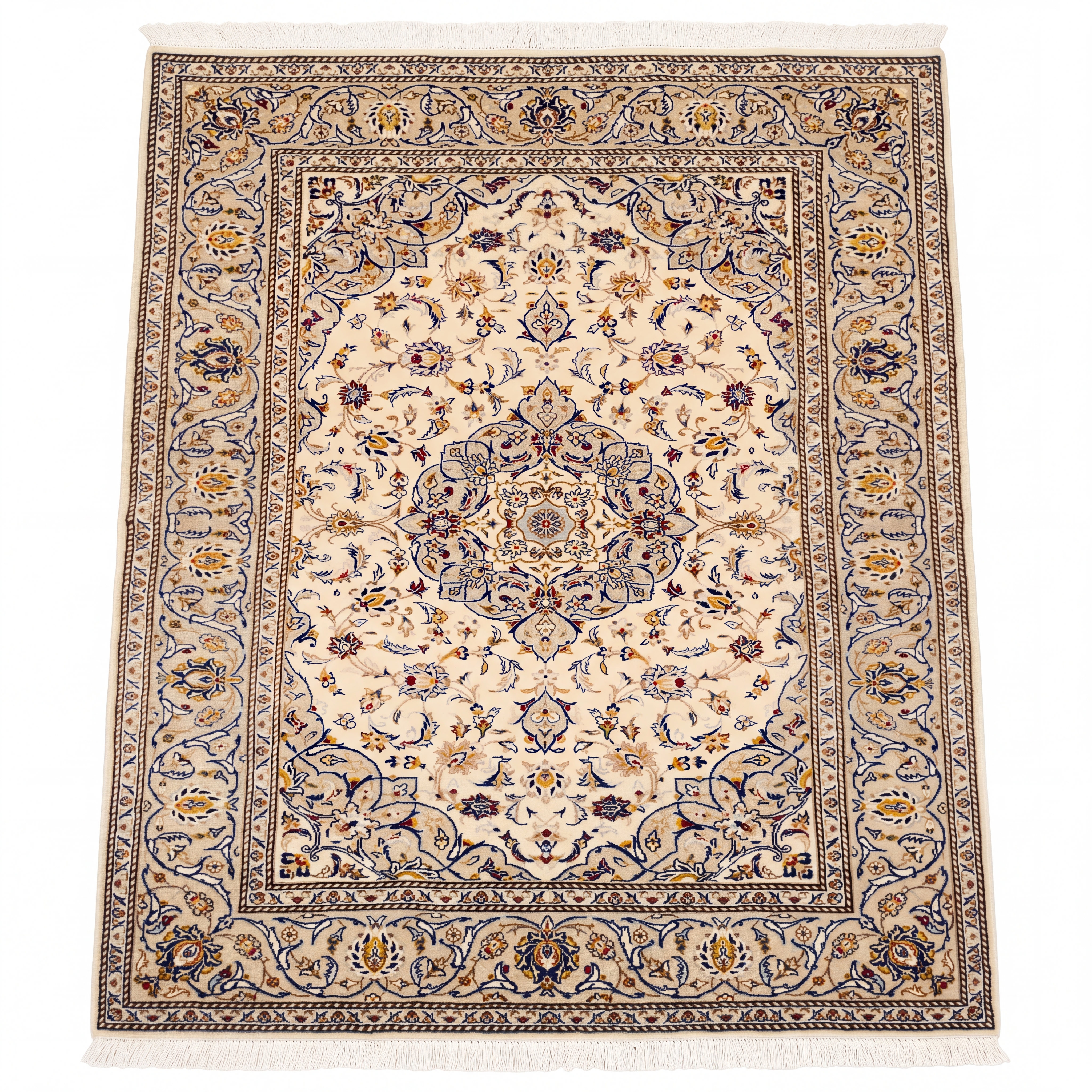 Kashan Medallion Ivory, Kashan, Iran persian rug, in antique ivory, Wool, 143 × 213 cm (4'8" × 7'0"), Nasim Carpets Malaysia