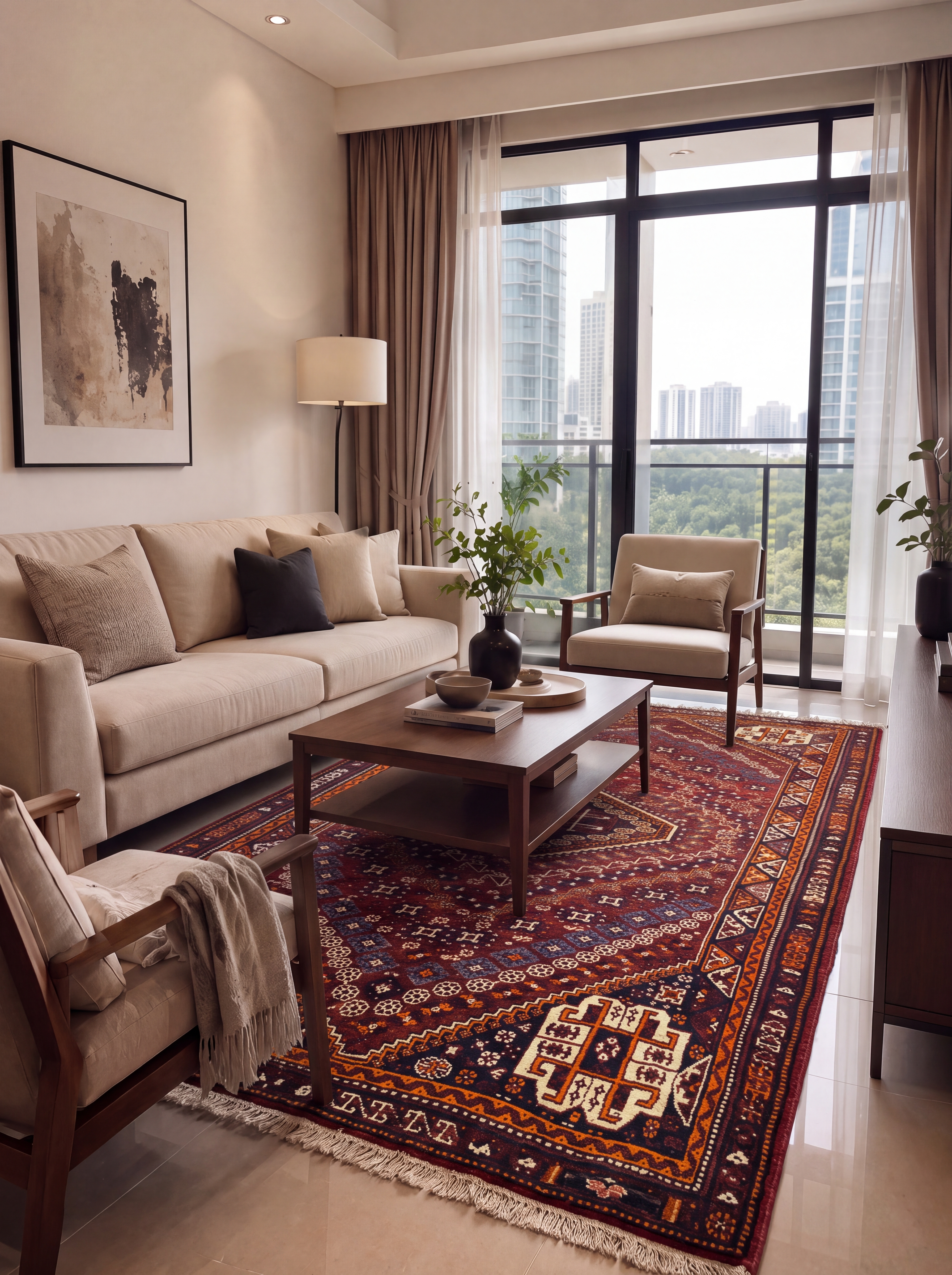 Shiraz Tribal Medallion Madder Red, Shiraz, Fars Province, Iran persian rug, in madder red, Wool, 122 × 244 cm (4'0" × 8'0"), Nasim Carpets Malaysia — view 2