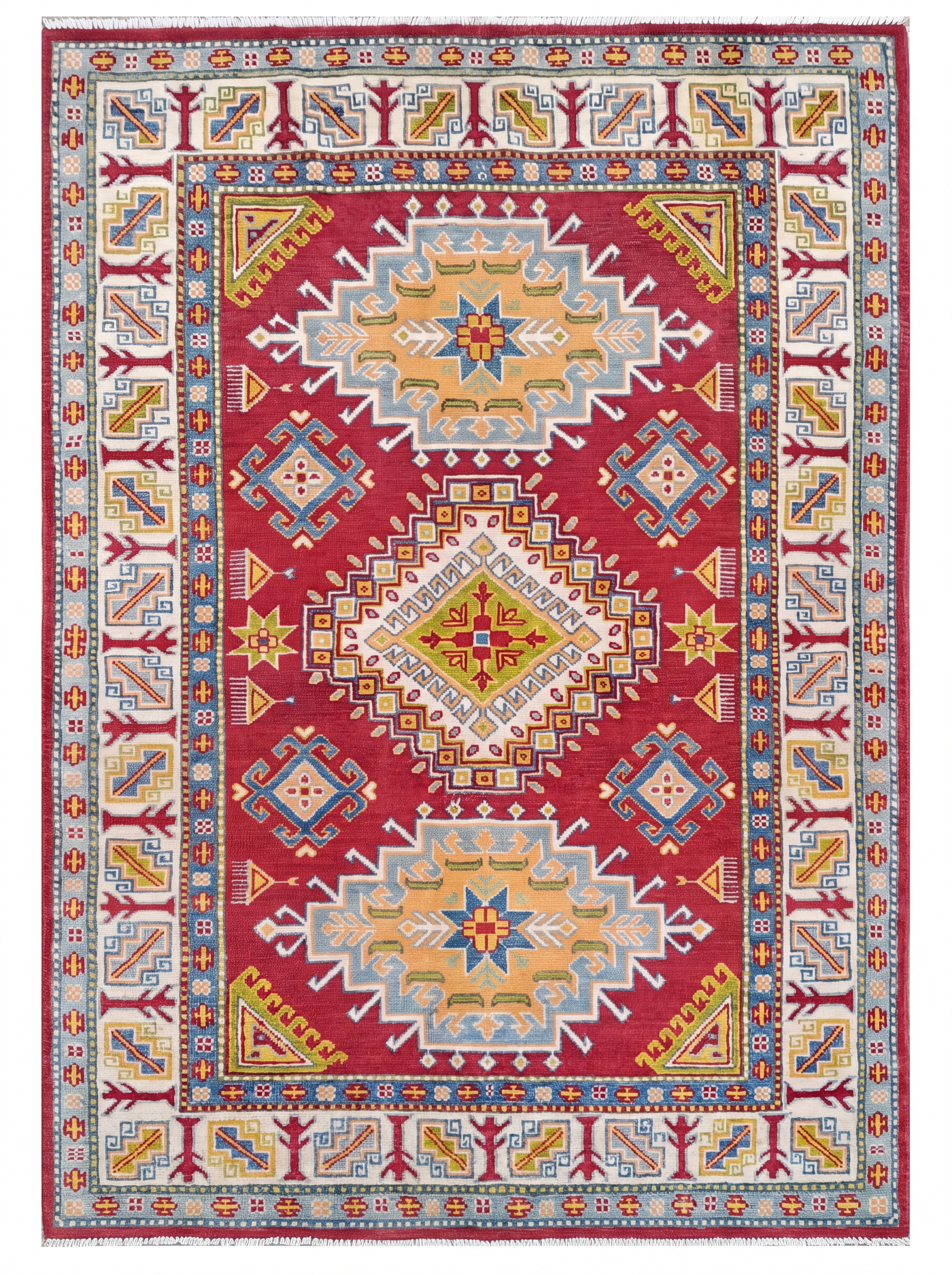 Kazakh Tribal Medallion Red, Kazakh, Afghanistan tribal rug, in madder red, Wool, 175 × 117 cm (5'9" × 3'10"), Nasim Carpets Malaysia — view 1