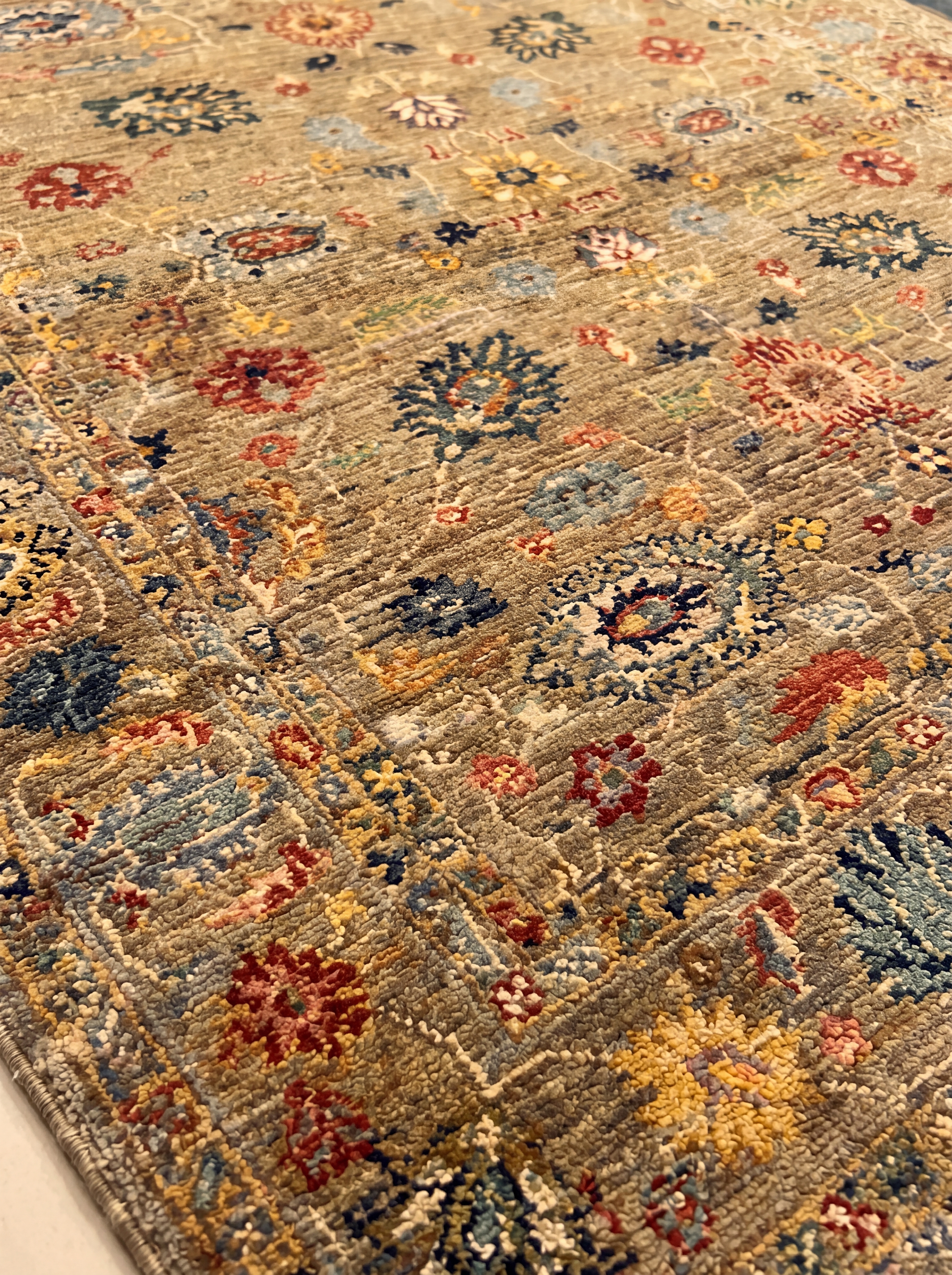 Afghan Mamluk Chobi All-Over Sage, Afghanistan (Chobi / Peshawar tradition) tribal rug, in sage green, Wool, 152 × 213 cm (5'0" × 7'0"), Nasim Carpets Malaysia — view 3
