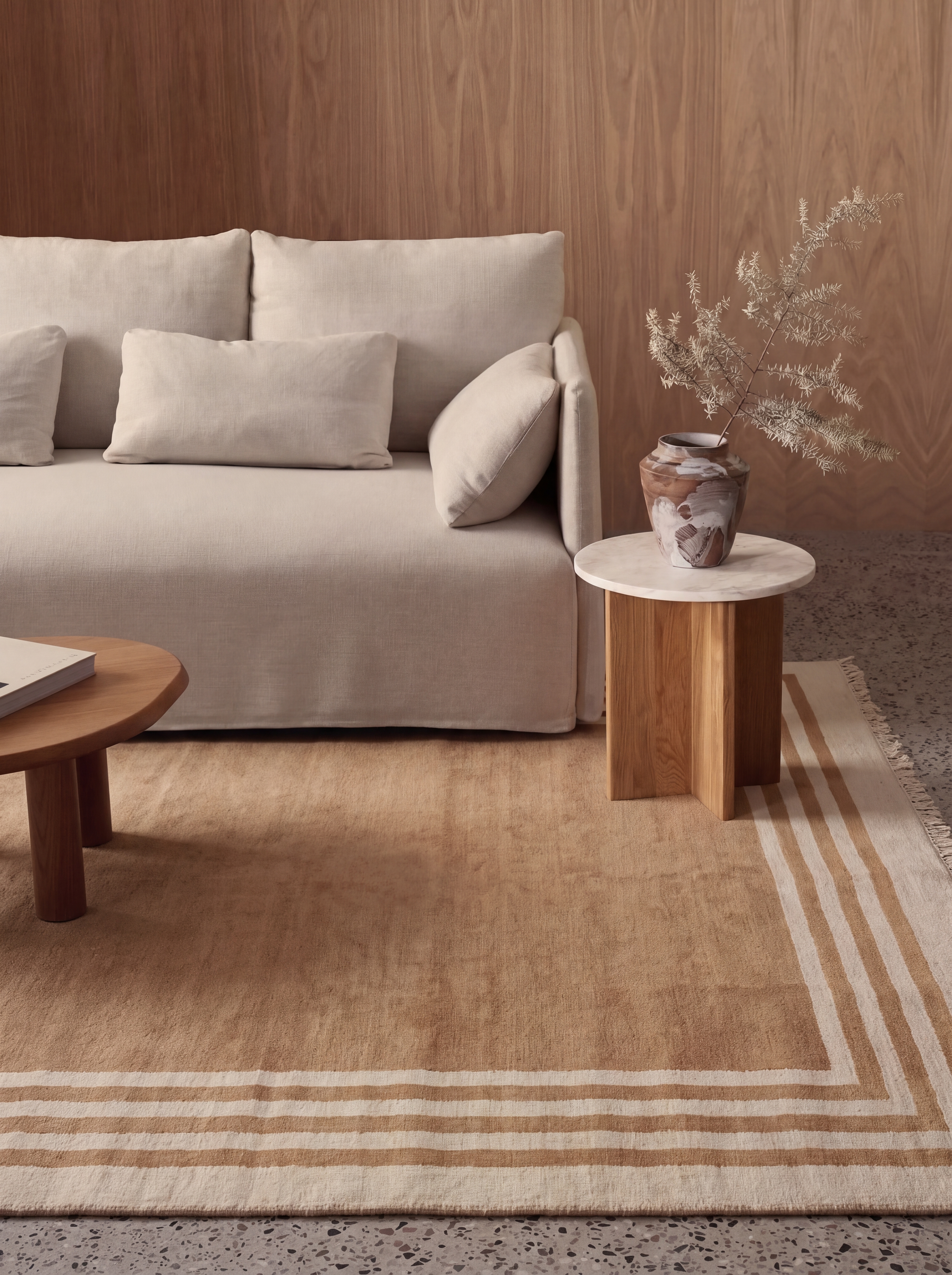 Tibetan Minimalist Field Camel, Tibet modern rug, in camel, Wool, 219 × 305 cm (7'2" × 10'0"), Nasim Carpets Malaysia — view 3