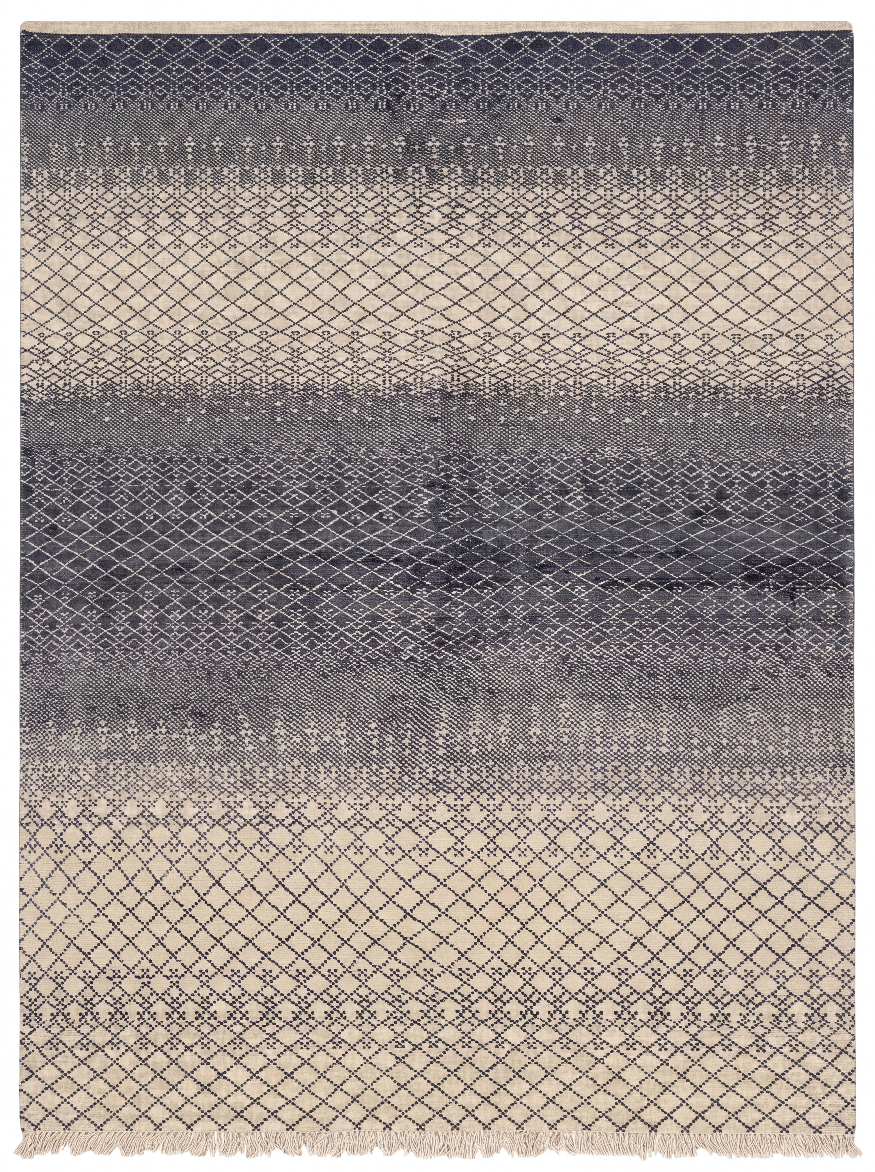 Moroccan Lattice Diamond Cream Grey, Morocco (Beni Ourain-inspired, North Africa) modern rug, in warm ivory, Wool, 152 × 244 cm (5'0" × 8'0"), Nasim Carpets Malaysia — view 1