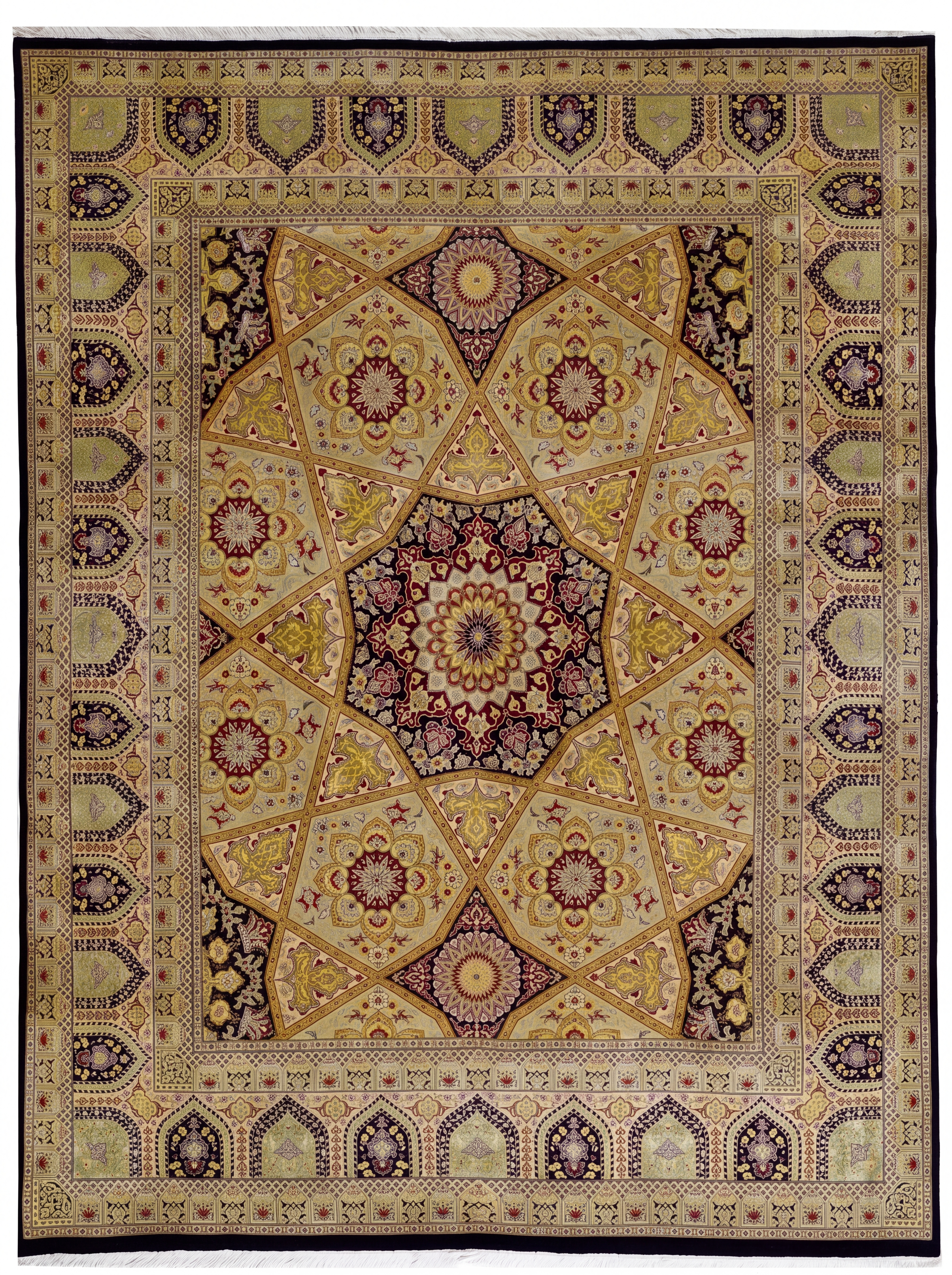 Tabriz Dome Medallion Gold, Tabriz, Iran persian rug, in antique gold, Wool, 244 × 305 cm (8'0" × 10'0"), Nasim Carpets Malaysia — view 1
