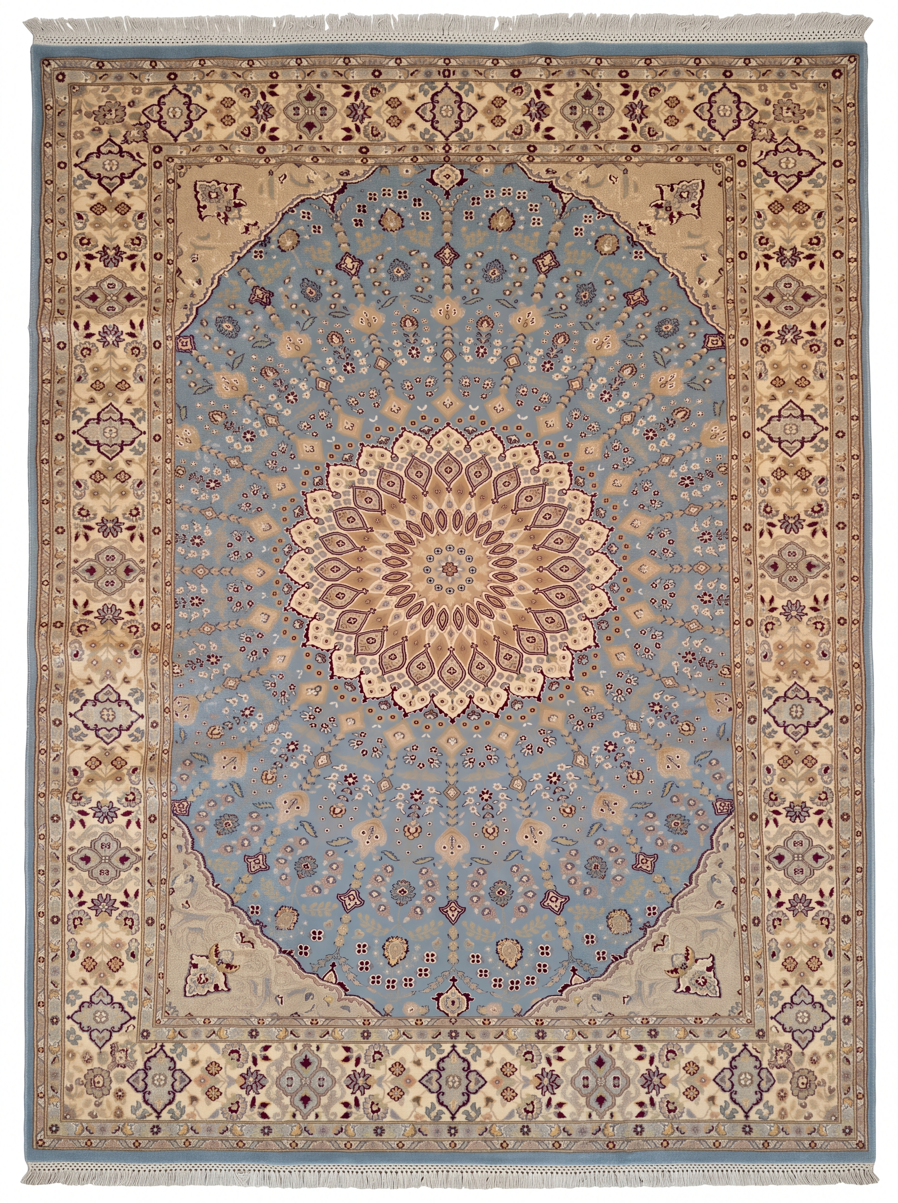 Tabriz Medallion Steel Blue, Tabriz, Iran bespoke rug, in steel blue, Bamboo Silk, 91 × 152 cm (3'0" × 5'0"), Nasim Carpets Malaysia — view 1