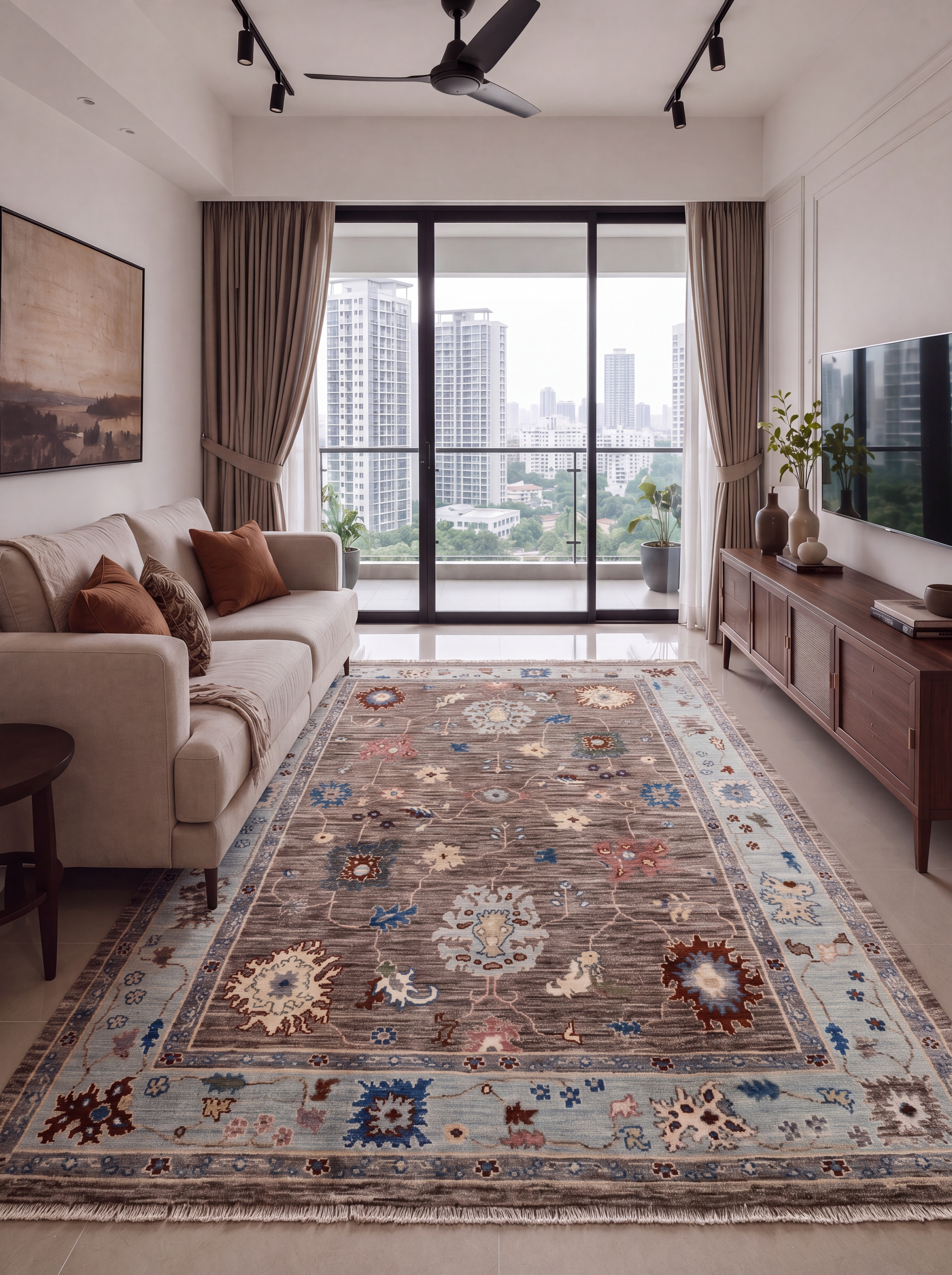 Ziegler Sultanabad All-Over Mocha, Sultanabad (Arak), Iran — Ziegler revival style tribal rug, in warm mocha brown, Wool, 270 × 180 cm (8'10" × 5'11"), Nasim Carpets Malaysia — view 2