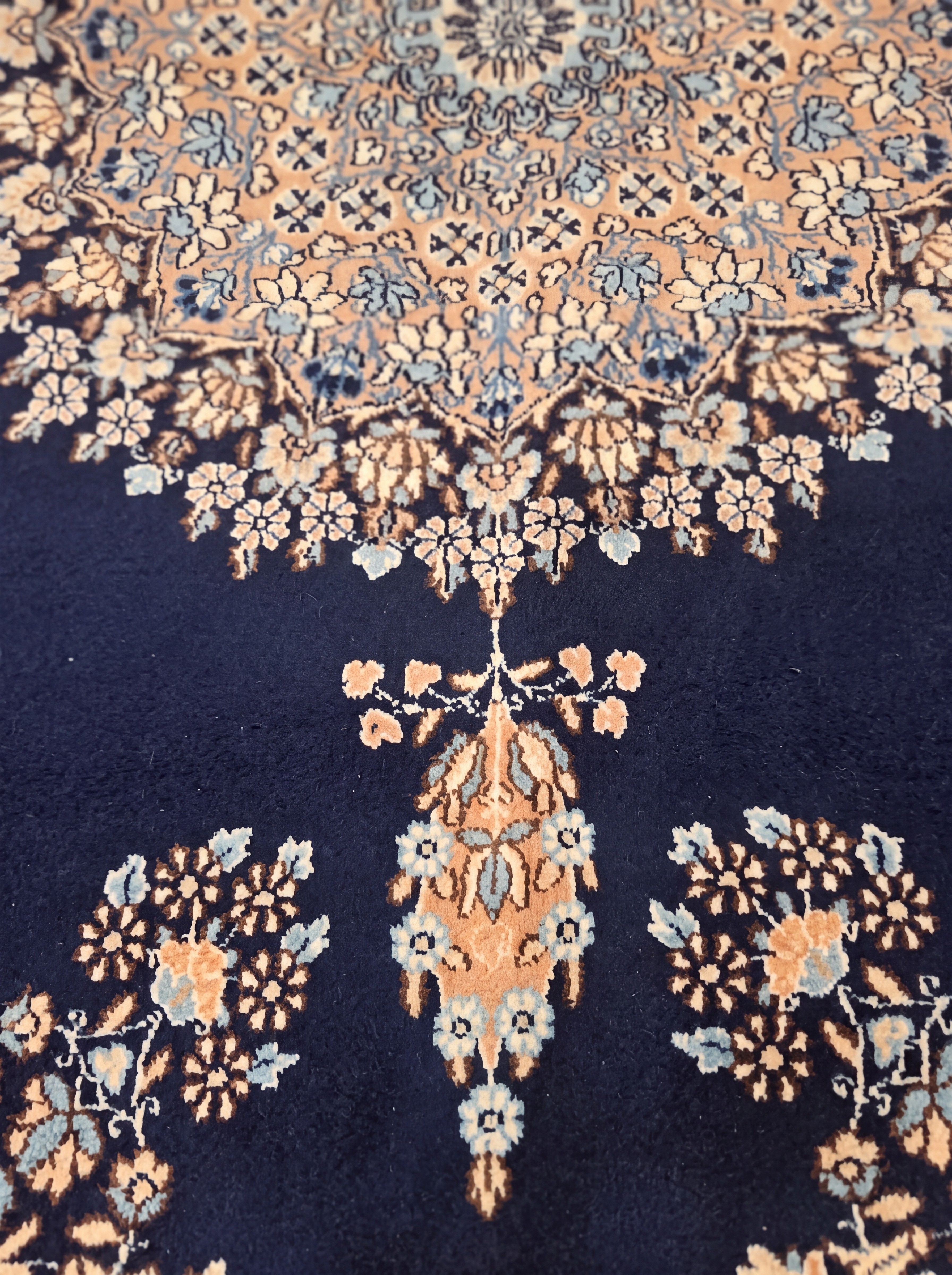 Kerman Medallion Navy, Kerman, Iran persian rug, in midnight navy, Wool, 143 × 244 cm (4'8" × 8'0"), Nasim Carpets Malaysia — view 3
