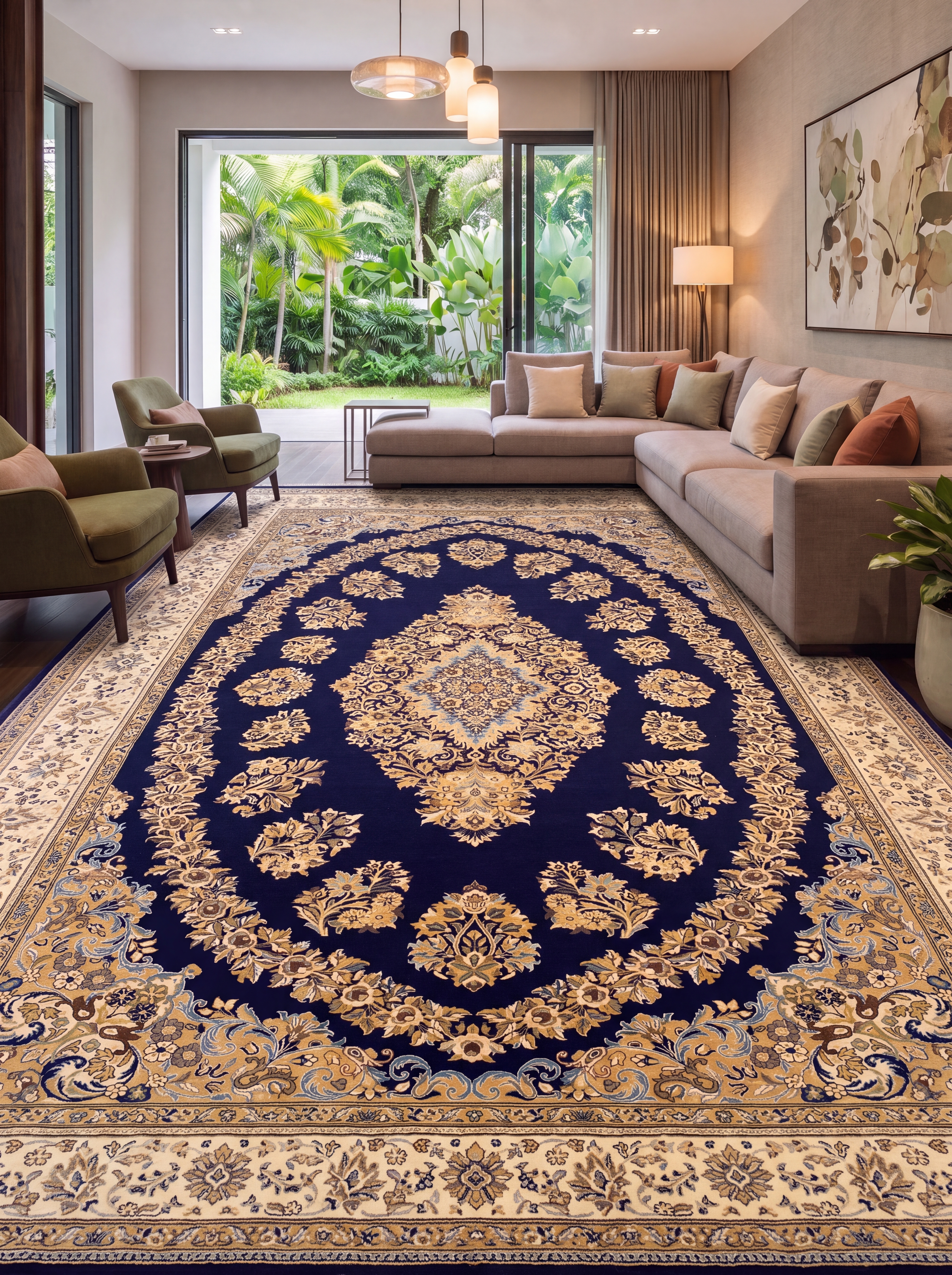 Kerman Medallion Floral Purple, Kerman, Iran persian rug, in royal purple, Wool, 283 × 384 cm (9'3" × 12'7"), Nasim Carpets Malaysia — view 2