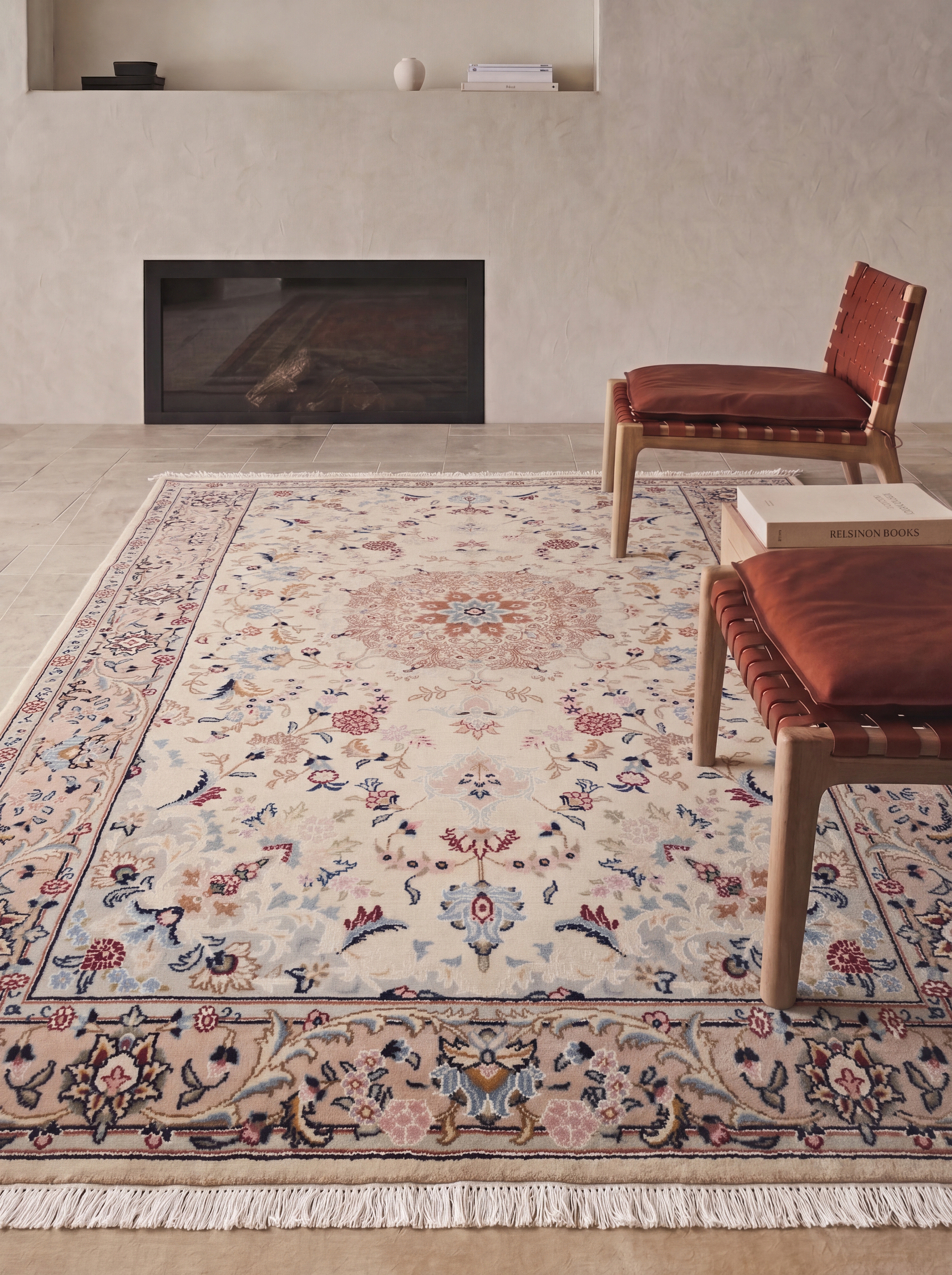 Tabriz Medallion Floral Ivory, Tabriz, Iran persian rug, in antique ivory, Wool, 122 × 226 cm (4'0" × 7'5"), Nasim Carpets Malaysia — view 3
