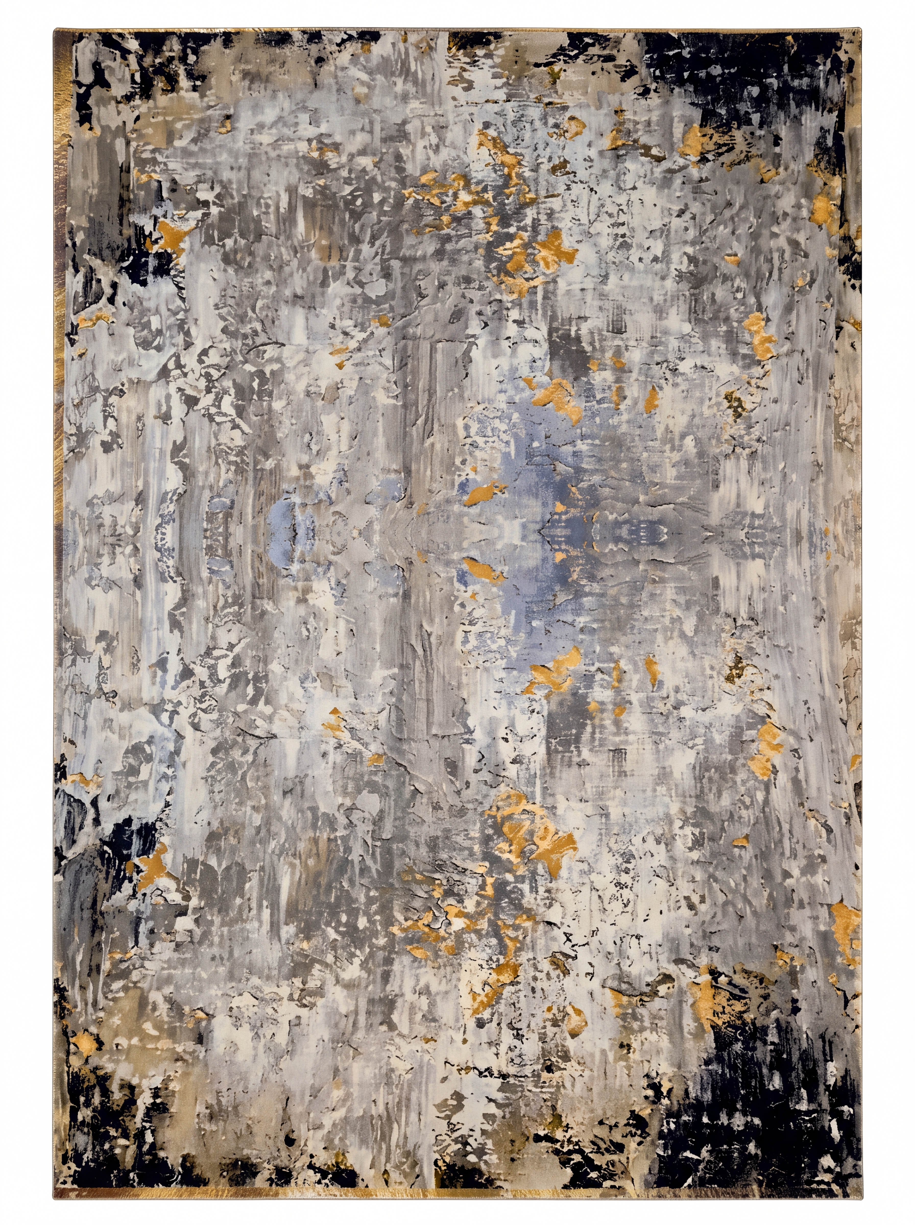 Contemporary Abstract Charcoal Gold, Belgium / Turkey (Western European machine-made contemporary) modern rug, in charcoal grey, Wool, 213 × 305 cm (7'0" × 10'0"), Nasim Carpets Malaysia — view 1