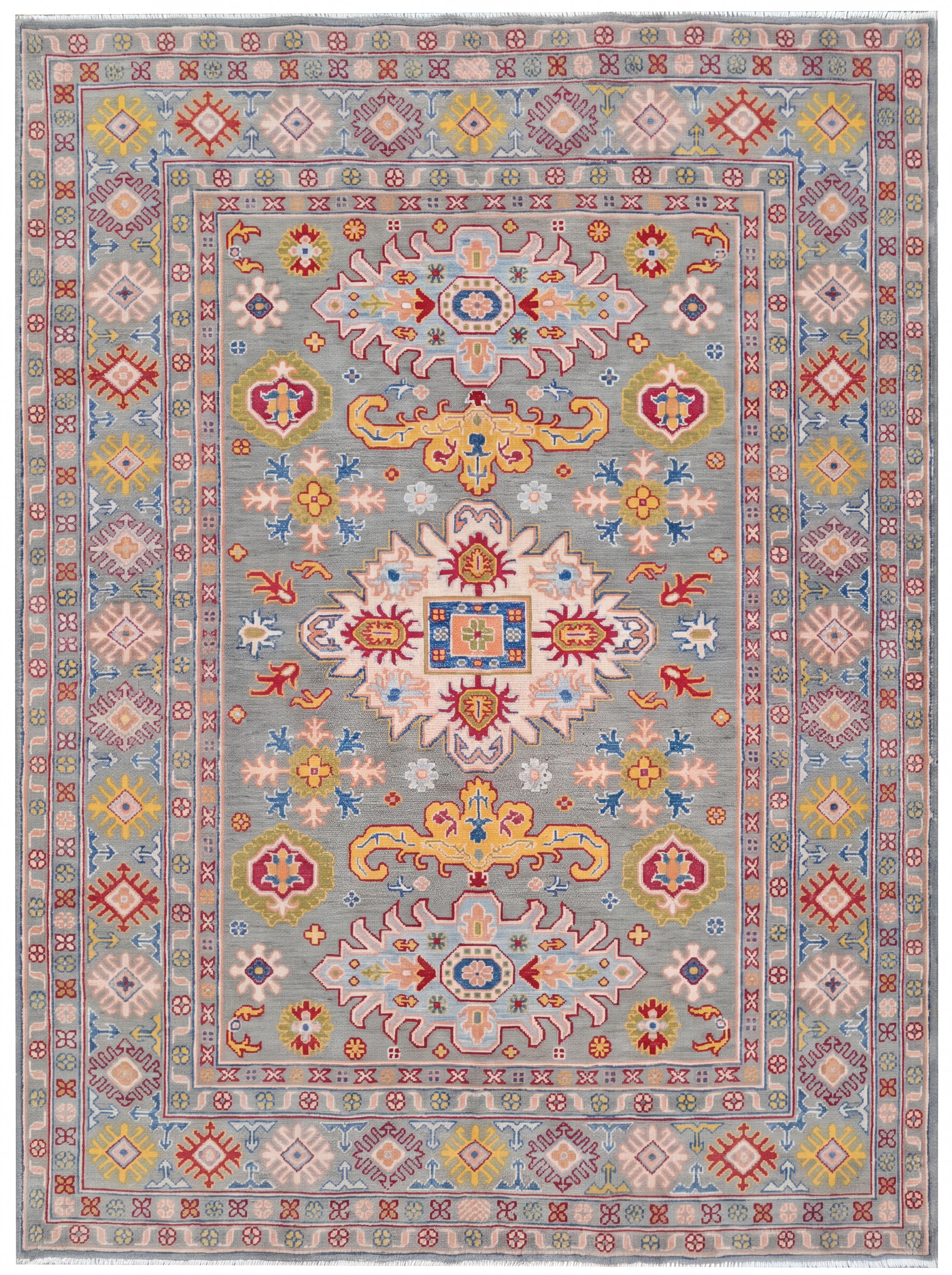 Kazakh Medallion Grey, kazakhstan tribal rug, in slate grey, Wool, 154 × 200 cm (5'1" × 6'7"), Nasim Carpets Malaysia — view 1