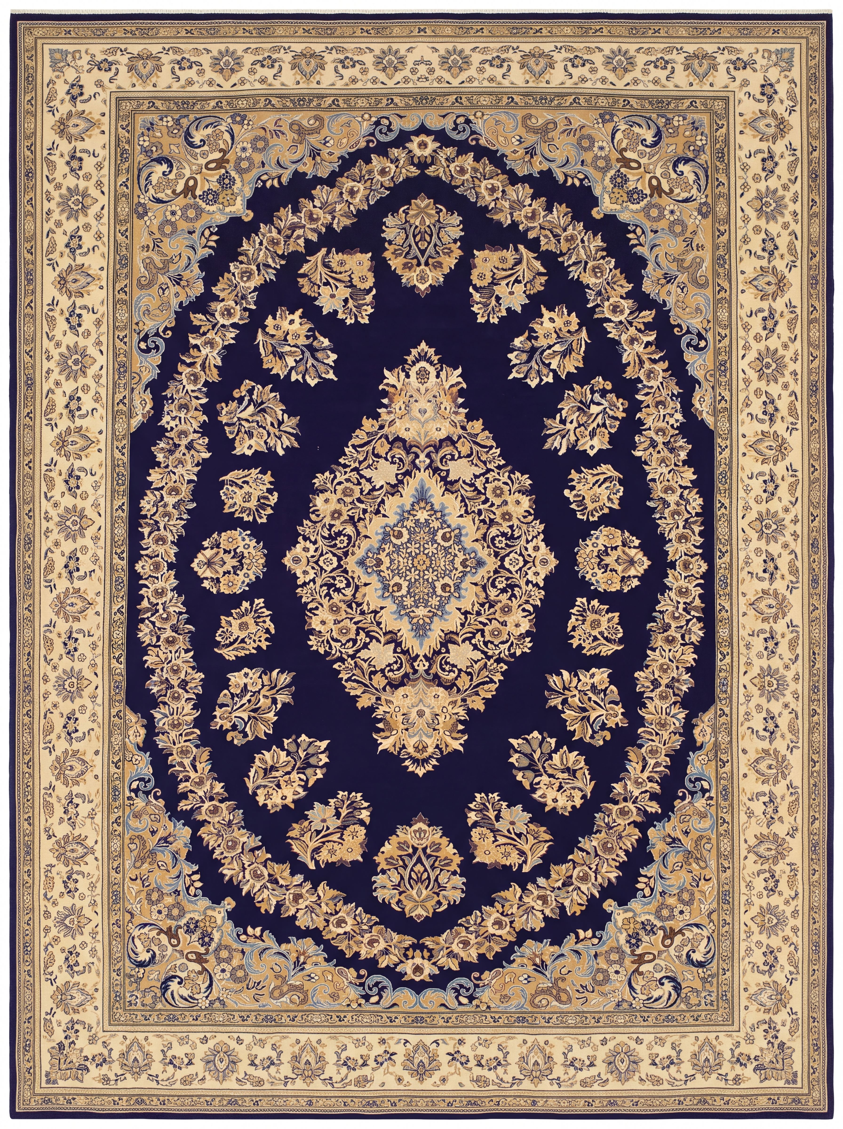 Kerman Medallion Floral Purple, Kerman, Iran persian rug, in royal purple, Wool, 283 × 384 cm (9'3" × 12'7"), Nasim Carpets Malaysia — view 1