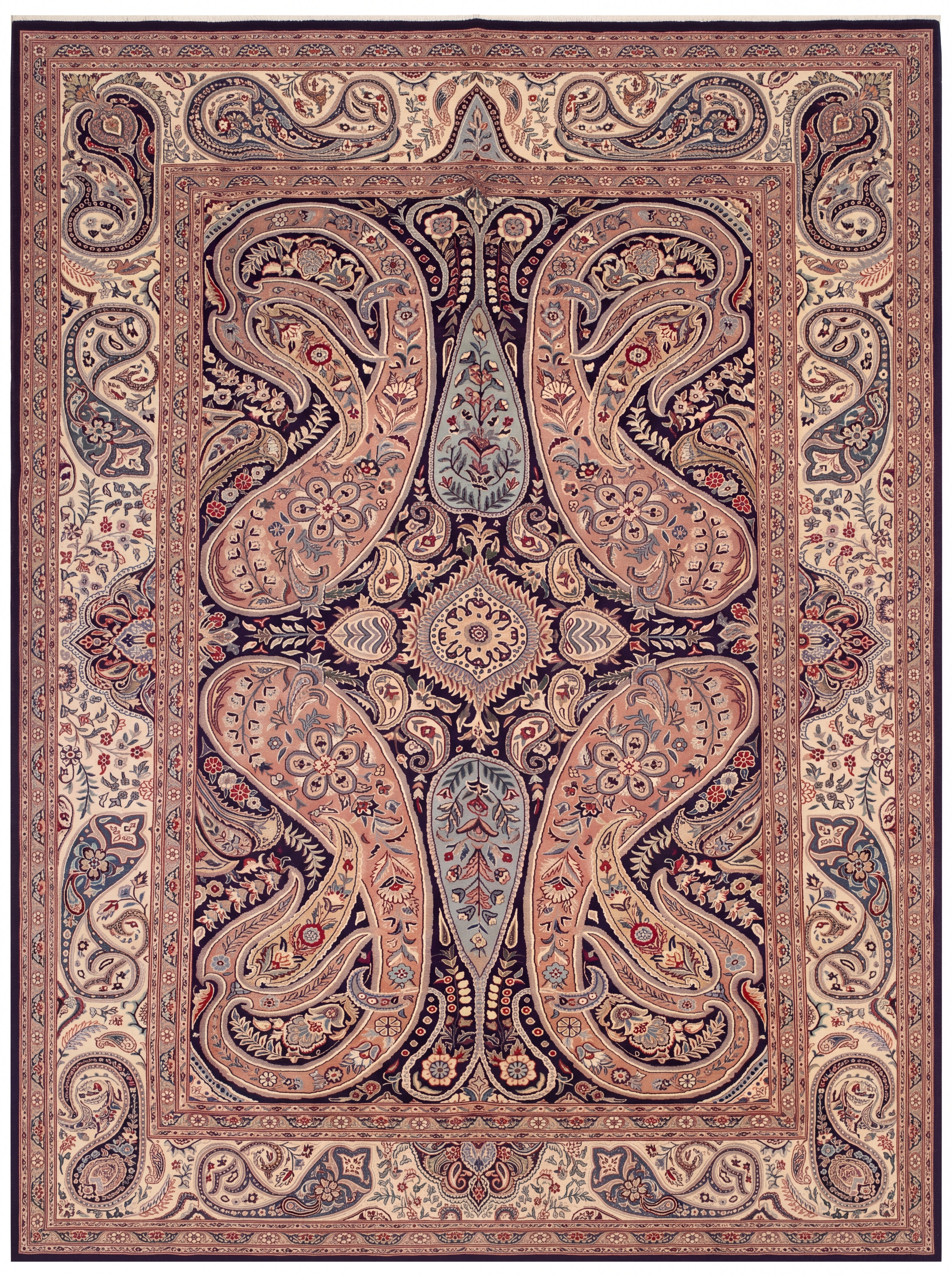 Kerman Boteh Paisley Rose Ivory, Pakistan persian rug, in dusty rose, Wool, 183 × 274 cm (6'0" × 9'0"), Nasim Carpets Malaysia — view 1