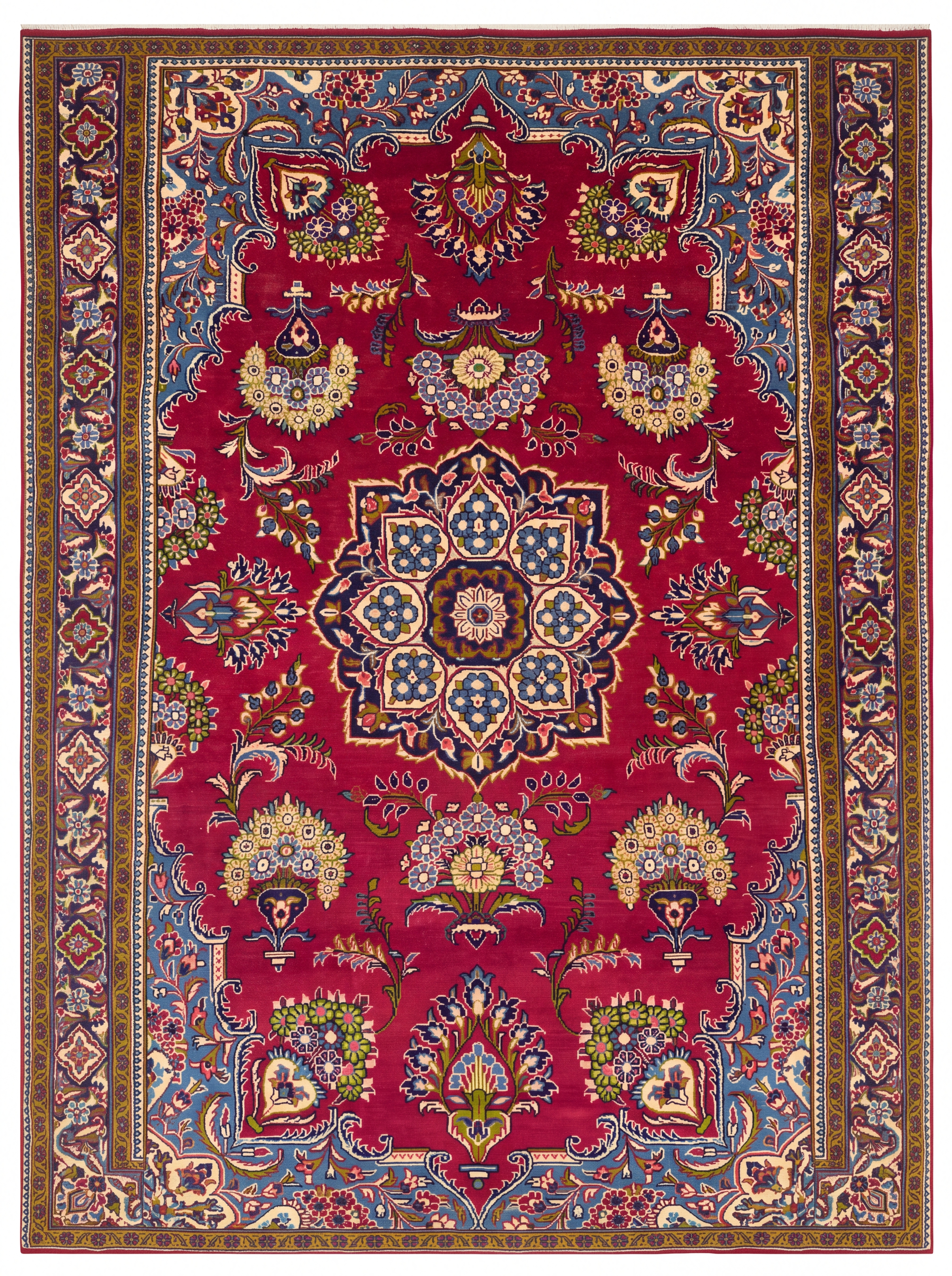 Kashan Medallion Crimson, Kashan, Iran persian rug, in crimson red, Wool, 216 × 338 cm (7'1" × 11'1"), Nasim Carpets Malaysia — view 1