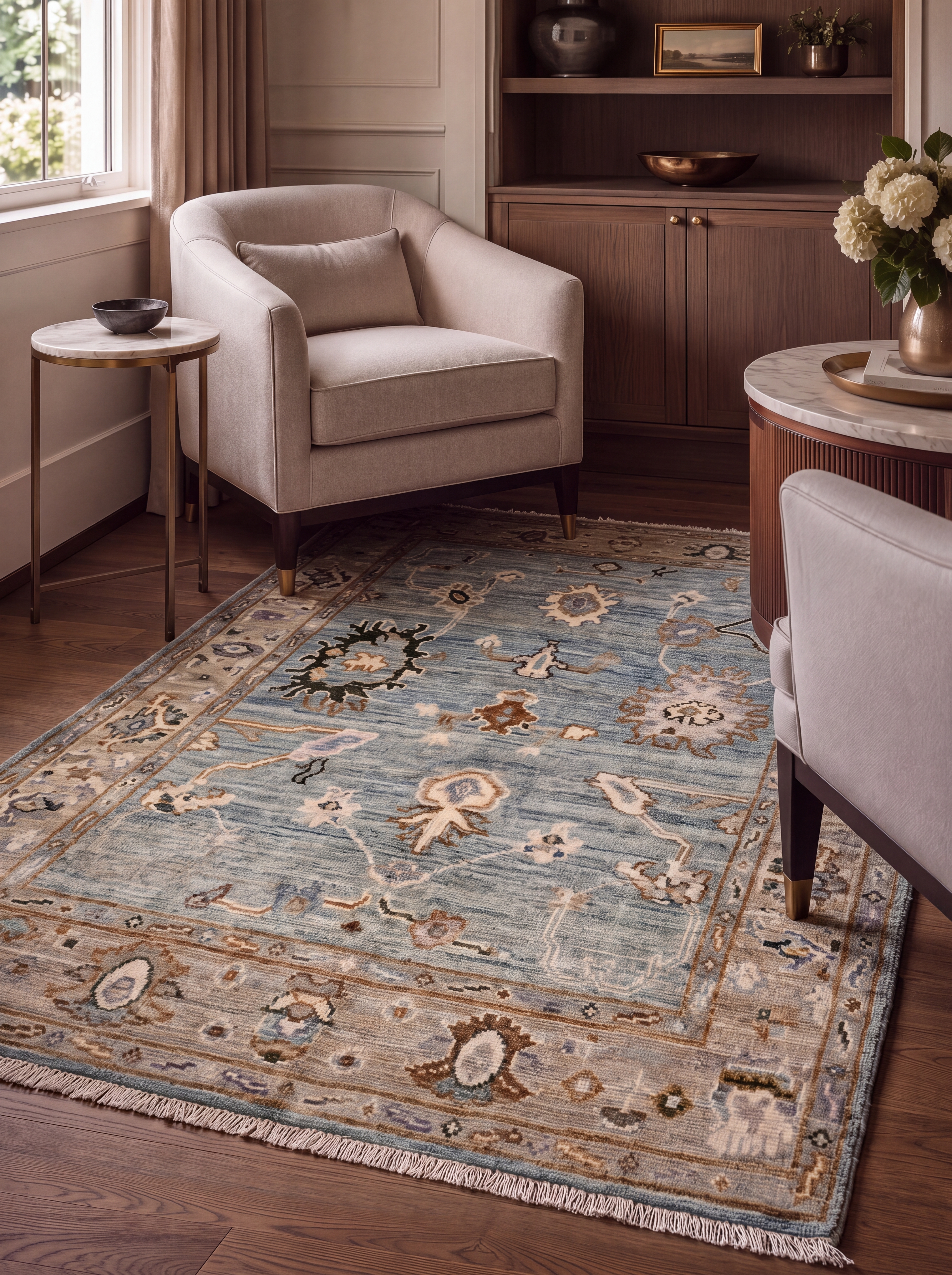 Sultanabad Allover Floral Steel Blue, Sultanabad (Arak), Iran persian rug, in steel blue, Wool, 190 × 125 cm (6'3" × 4'1"), Nasim Carpets Malaysia — view 3
