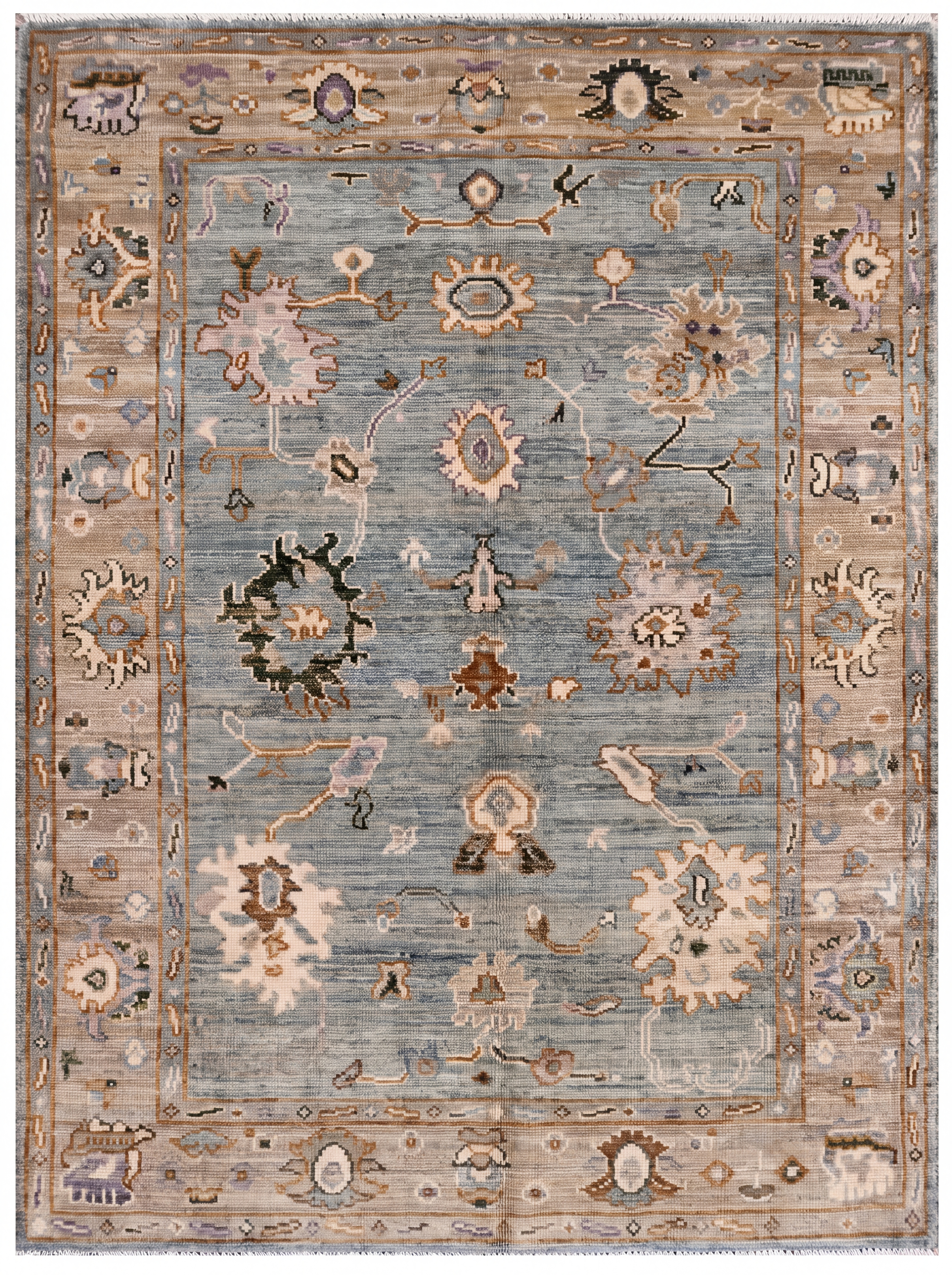Sultanabad Allover Floral Steel Blue, Sultanabad (Arak), Iran persian rug, in steel blue, Wool, 190 × 125 cm (6'3" × 4'1"), Nasim Carpets Malaysia — view 1