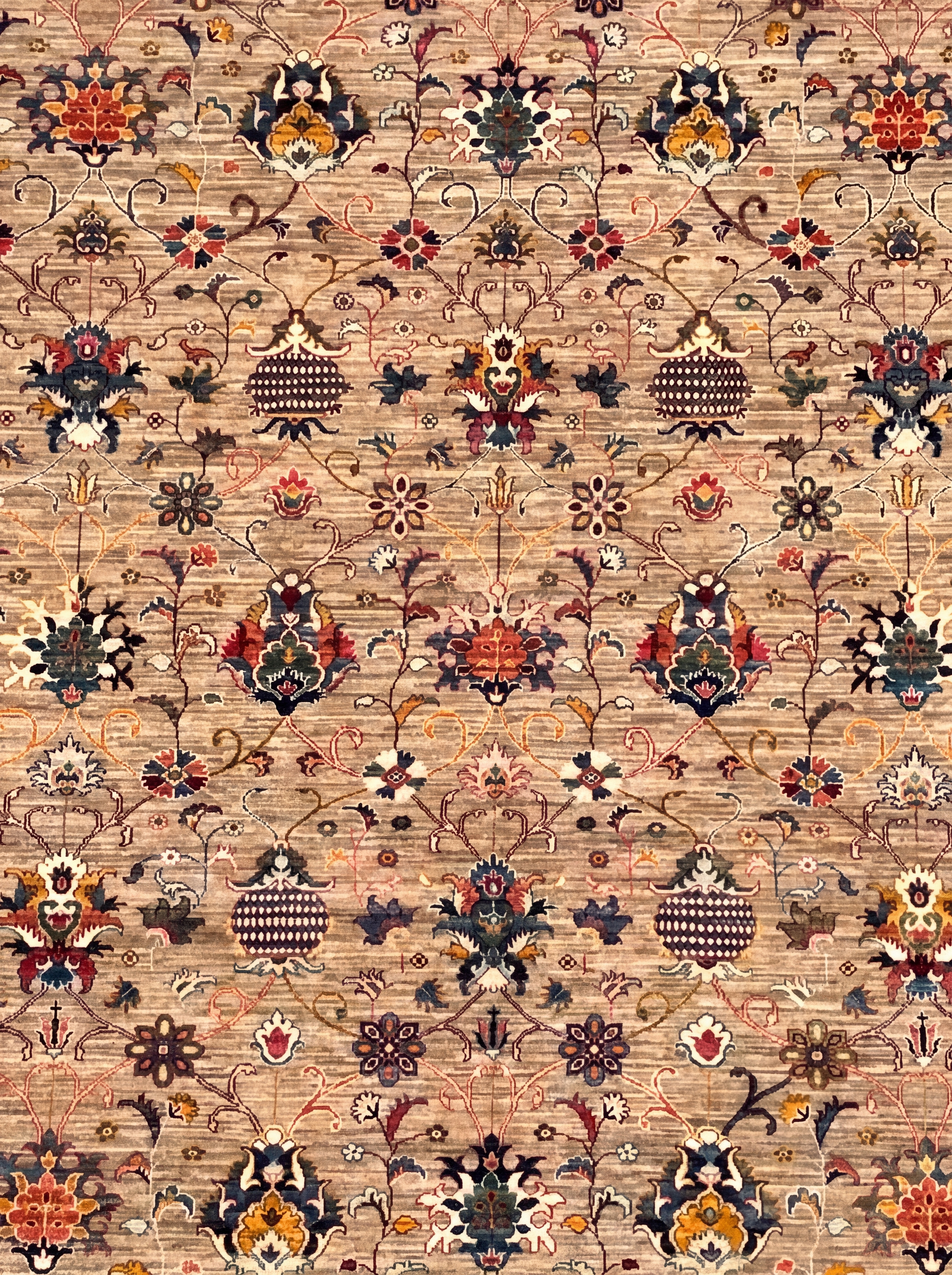 Ziegler All-Over Floral Sand, Peshawar/Afghan Ziegler, Northwest Pakistan–Afghanistan Border Region tribal rug, in warm sand, Wool, 375 × 445 cm (12'4" × 14'7"), Nasim Carpets Malaysia — view 3