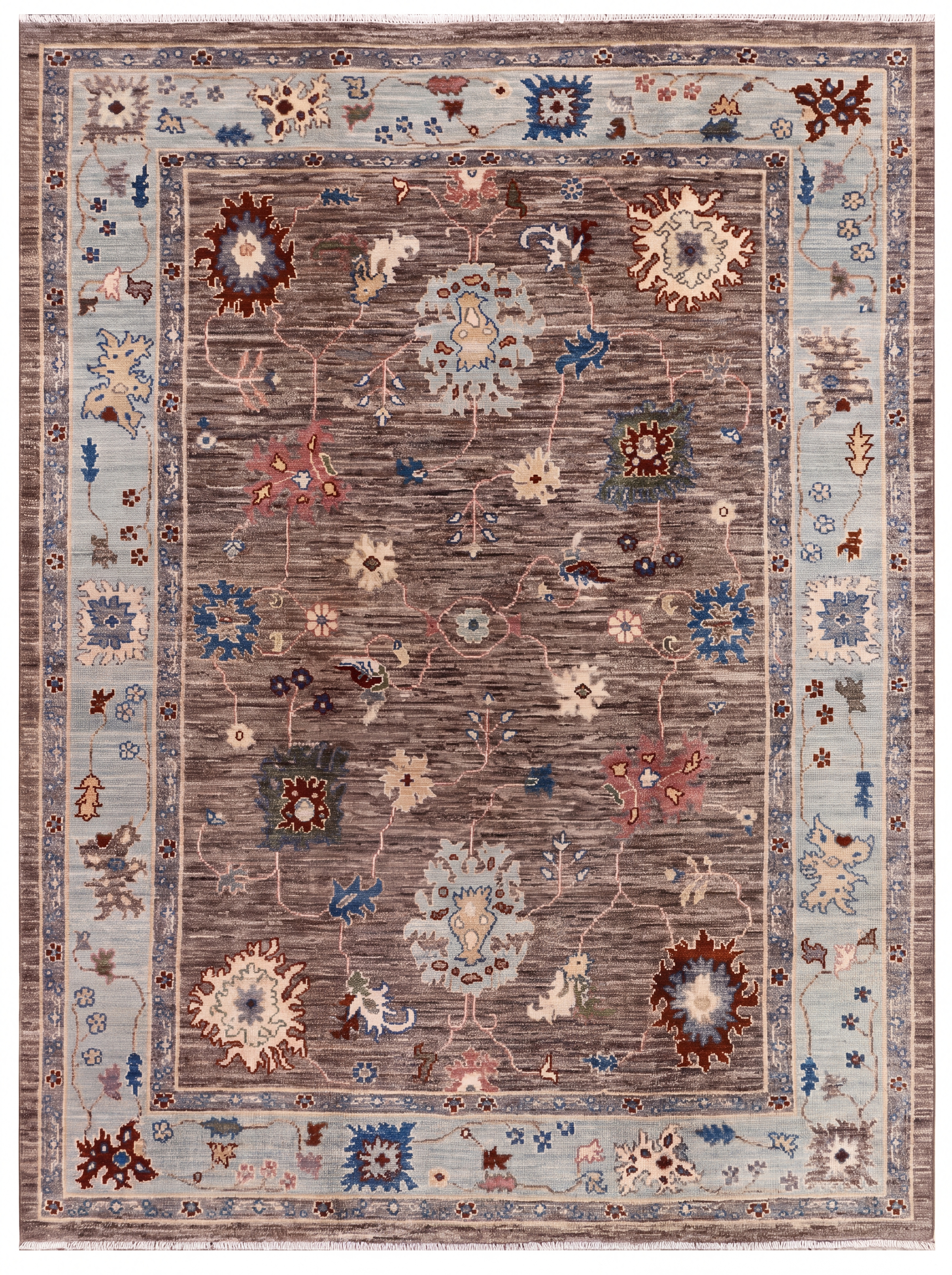 Ziegler Sultanabad All-Over Mocha, Sultanabad (Arak), Iran — Ziegler revival style tribal rug, in warm mocha brown, Wool, 270 × 180 cm (8'10" × 5'11"), Nasim Carpets Malaysia — view 1