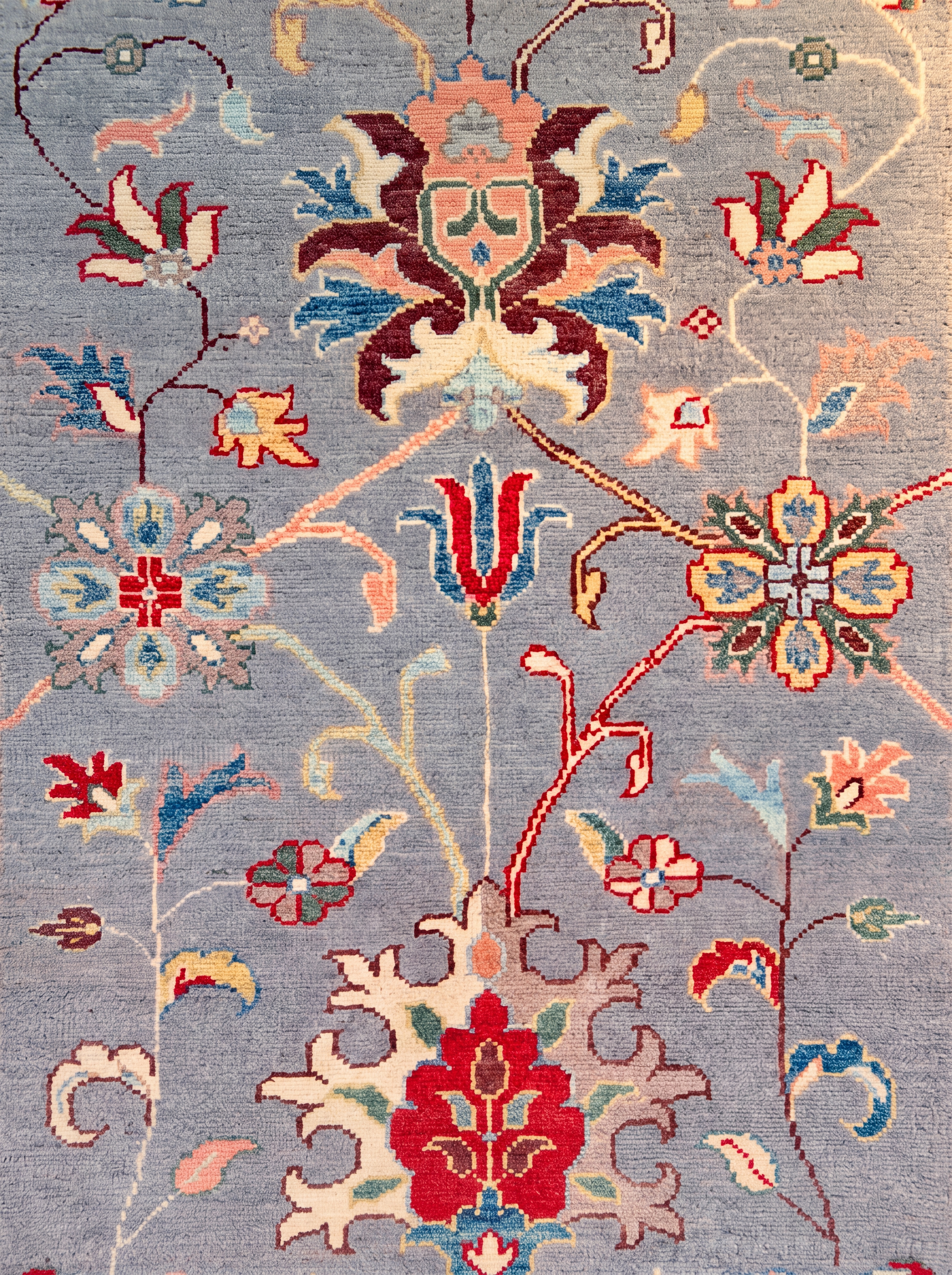 Kazakh Vase Floral Steel Blue, Kazakistan tribal rug, in steel blue grey, Wool, 122 × 191 cm (4'0" × 6'3"), Nasim Carpets Malaysia — view 3